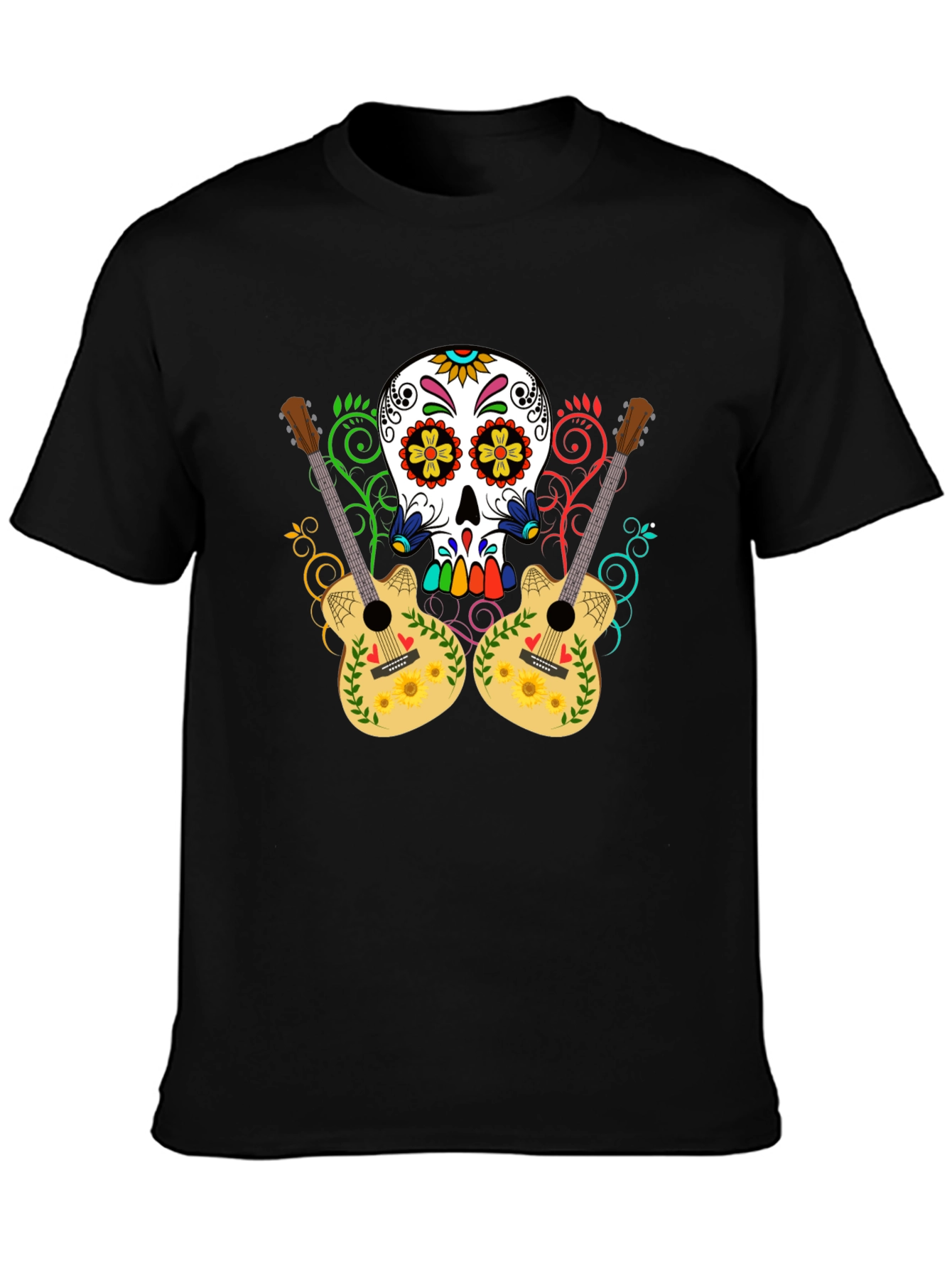 Sugar Skull Guitar Graphic T-Shirt