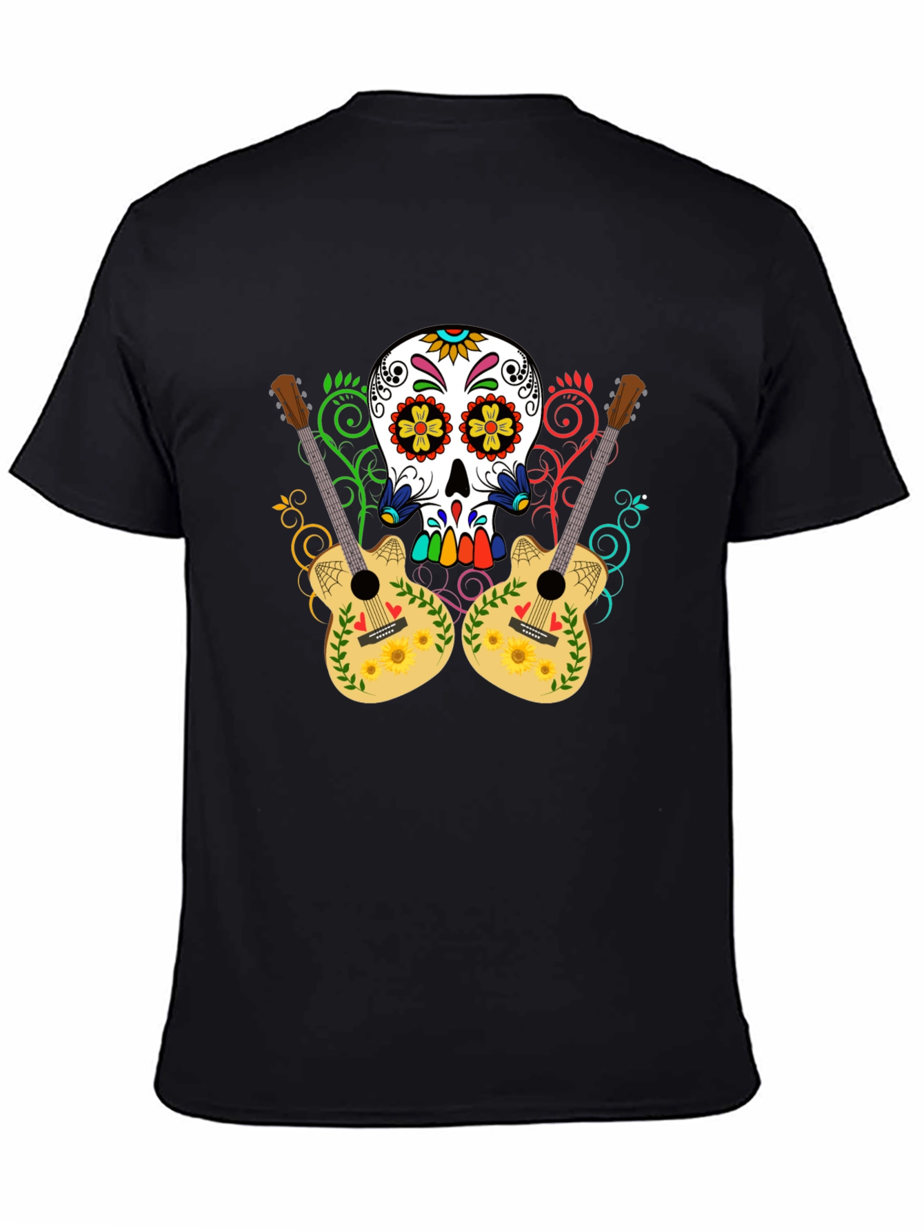 Sugar Skull Guitar Graphic T-Shirt