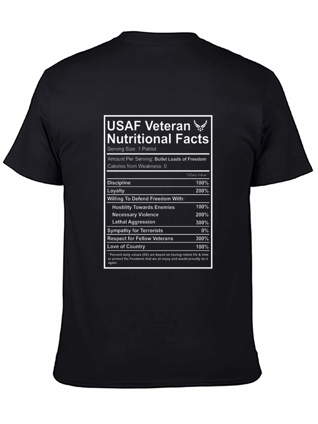 USAF Veteran Nutritional Facts T-Shirt