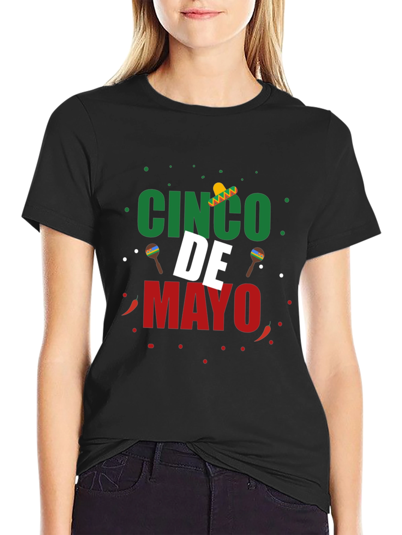 Cinco de Mayo T-Shirt - Black Crew Neck Tee