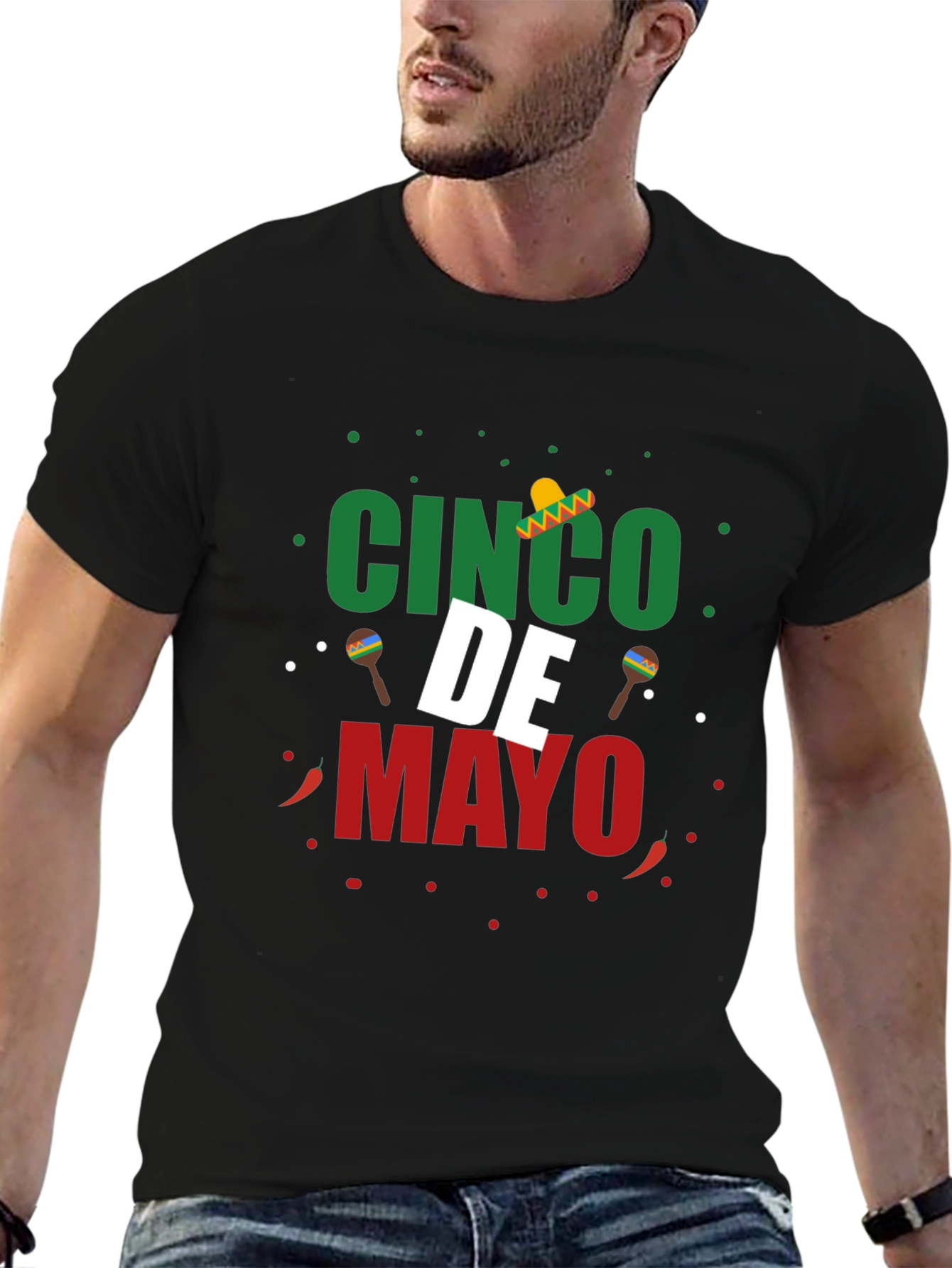 Cinco de Mayo T-Shirt - Black Crew Neck Tee