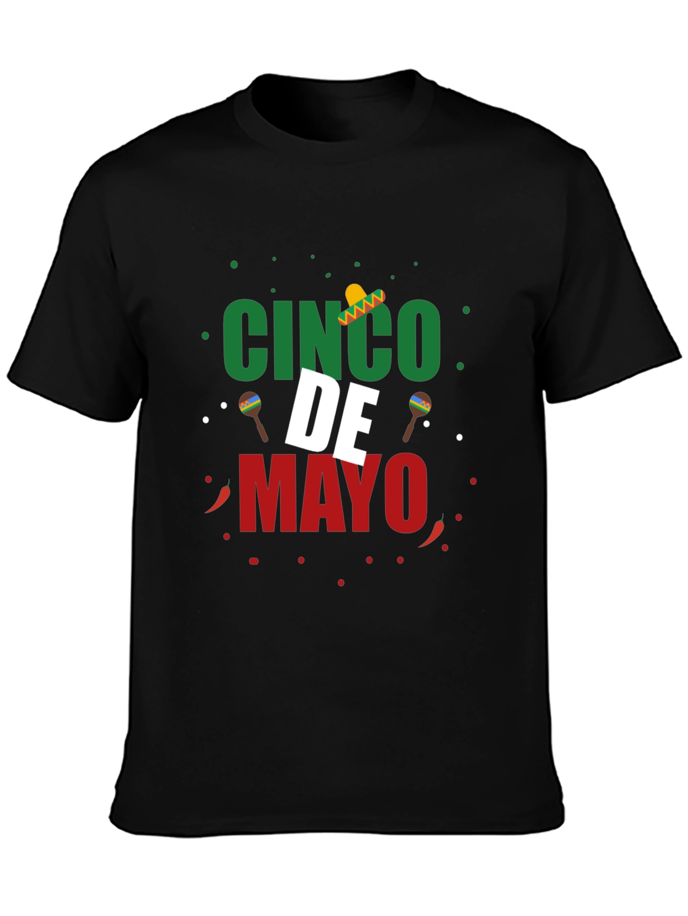 Cinco de Mayo T-Shirt - Black Crew Neck Tee