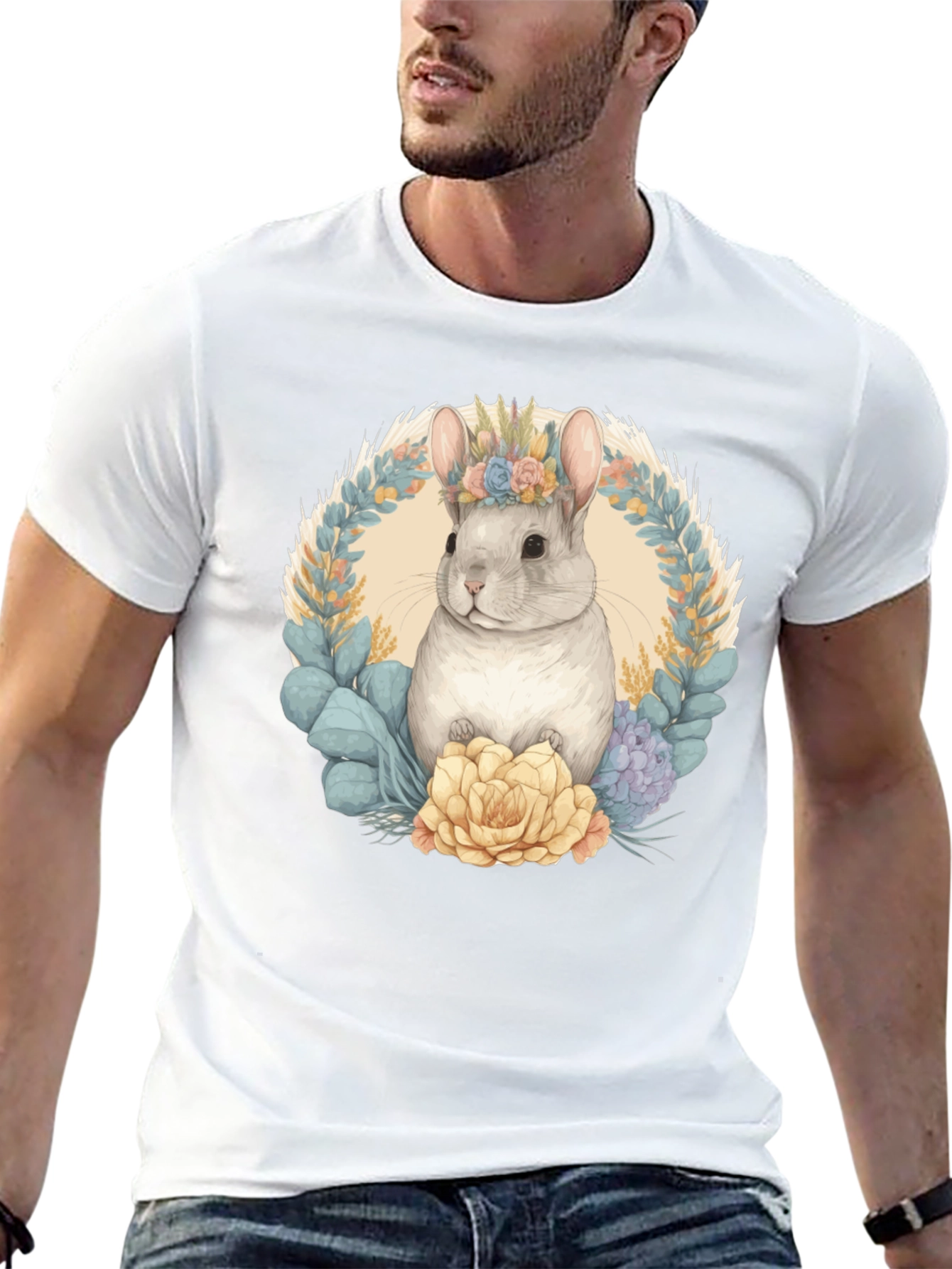 Chinchilla Floral Wreath Graphic Tee