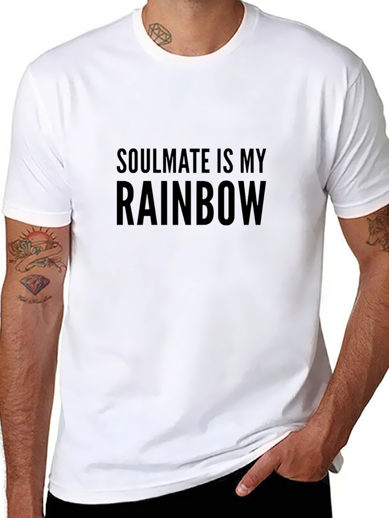 Soulmate Rainbow Black Graphic Tee - Mens Casual T-Shirt