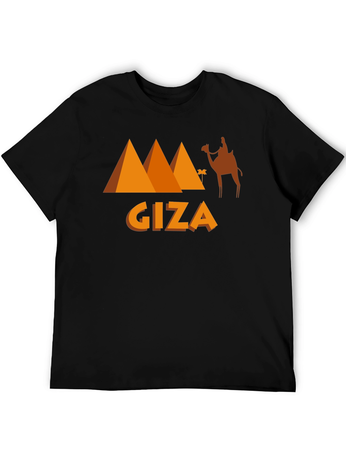 Giza Egypt Black T-Shirt Camel Pyramids Graphic Tee