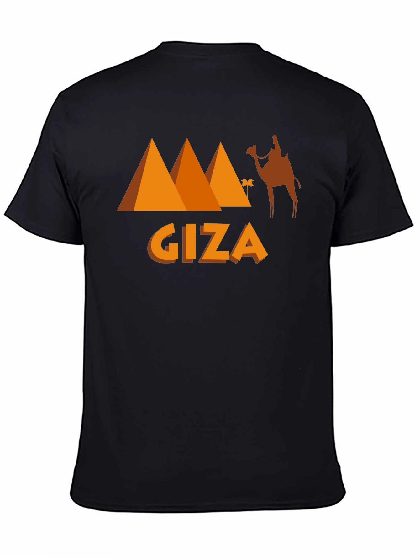 Giza Egypt Black T-Shirt Camel Pyramids Graphic Tee
