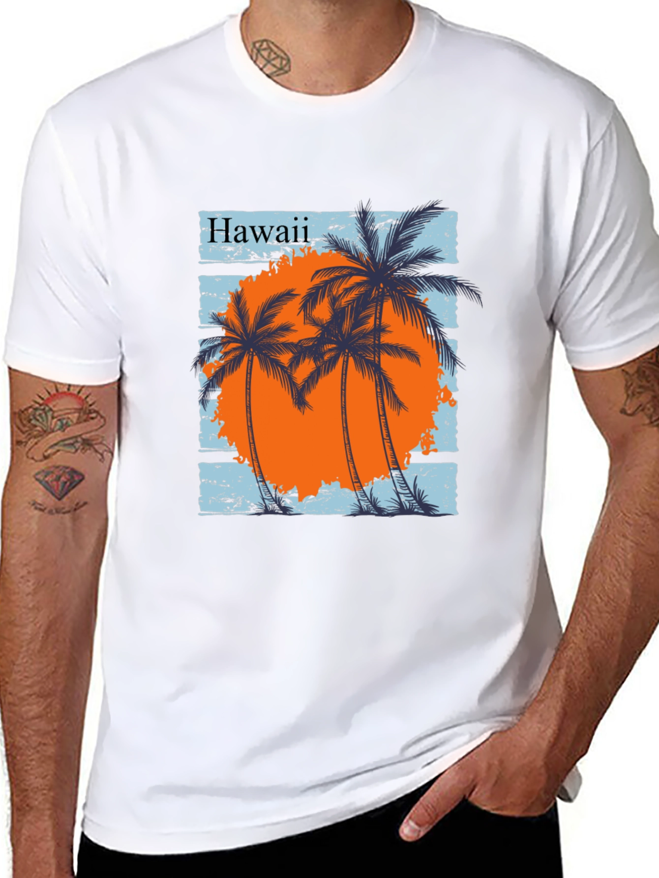 Hawaii Palms Graphic Tee - Black