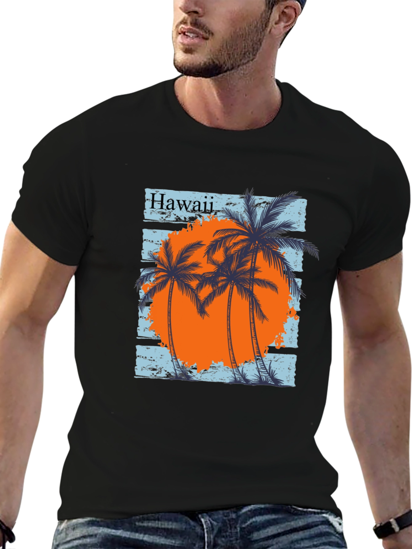 Hawaii Palms Graphic Tee - Black