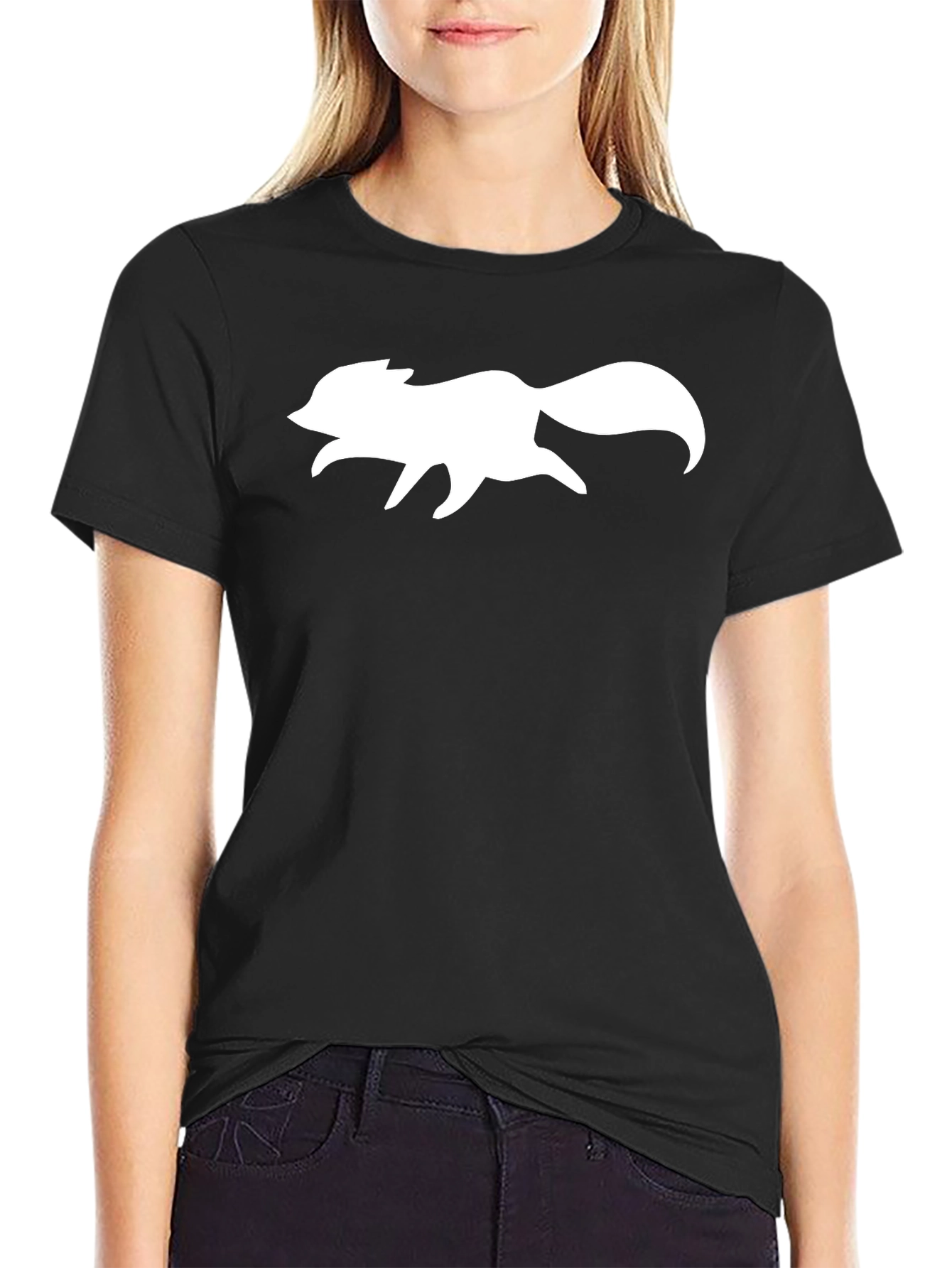 White Fox Graphic Black T-Shirt