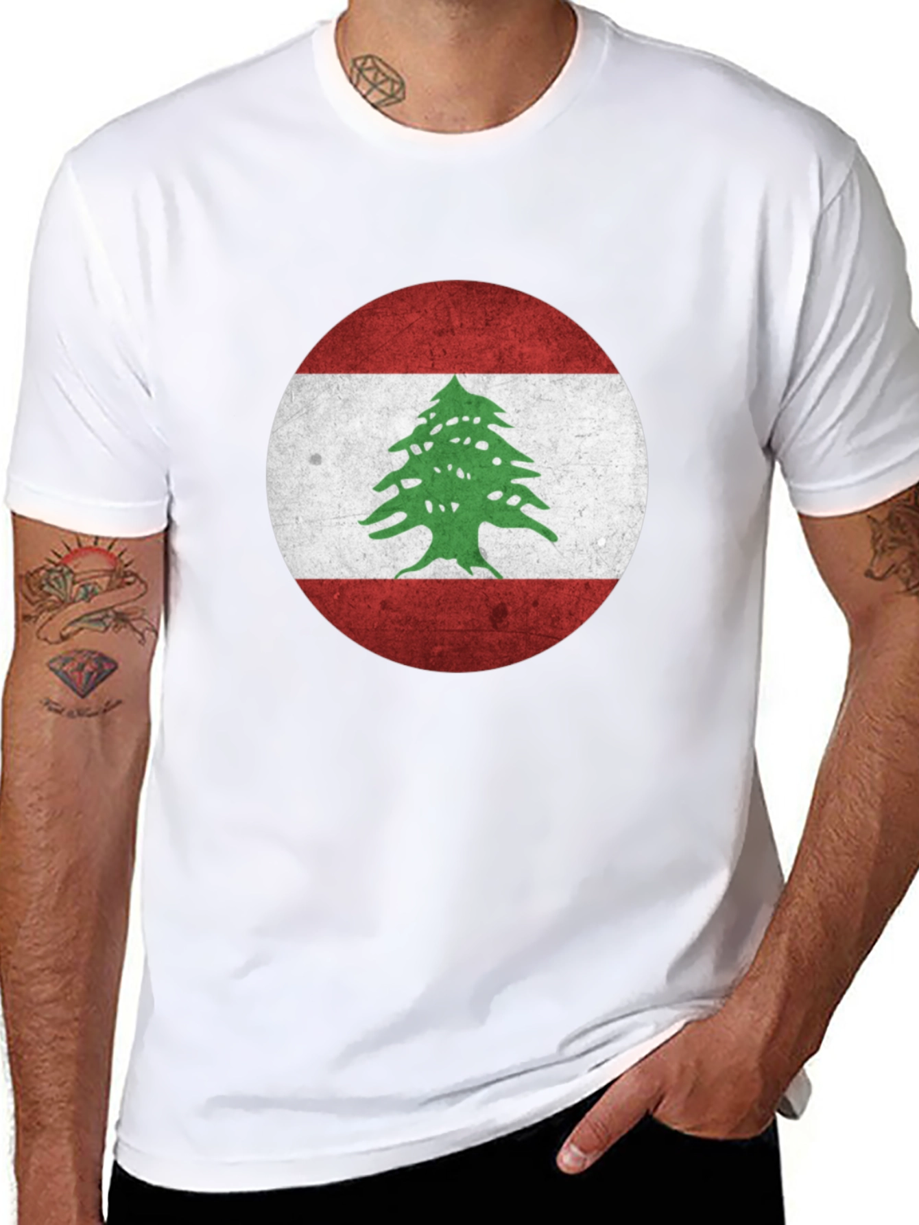 Lebanon Flag T-Shirt - Distressed Design