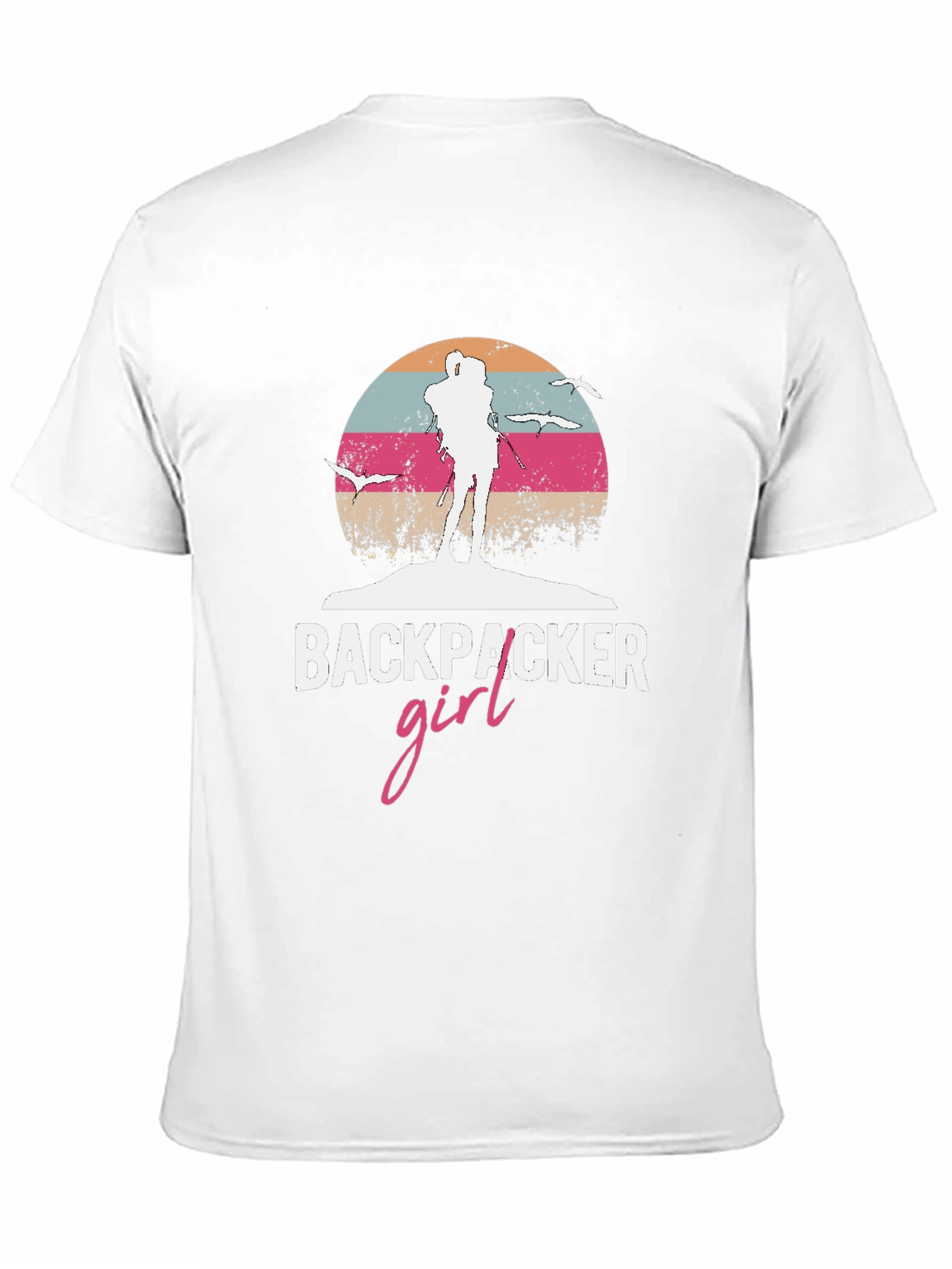 Backpacker Girl Retro T-Shirt - Adventure Ready!