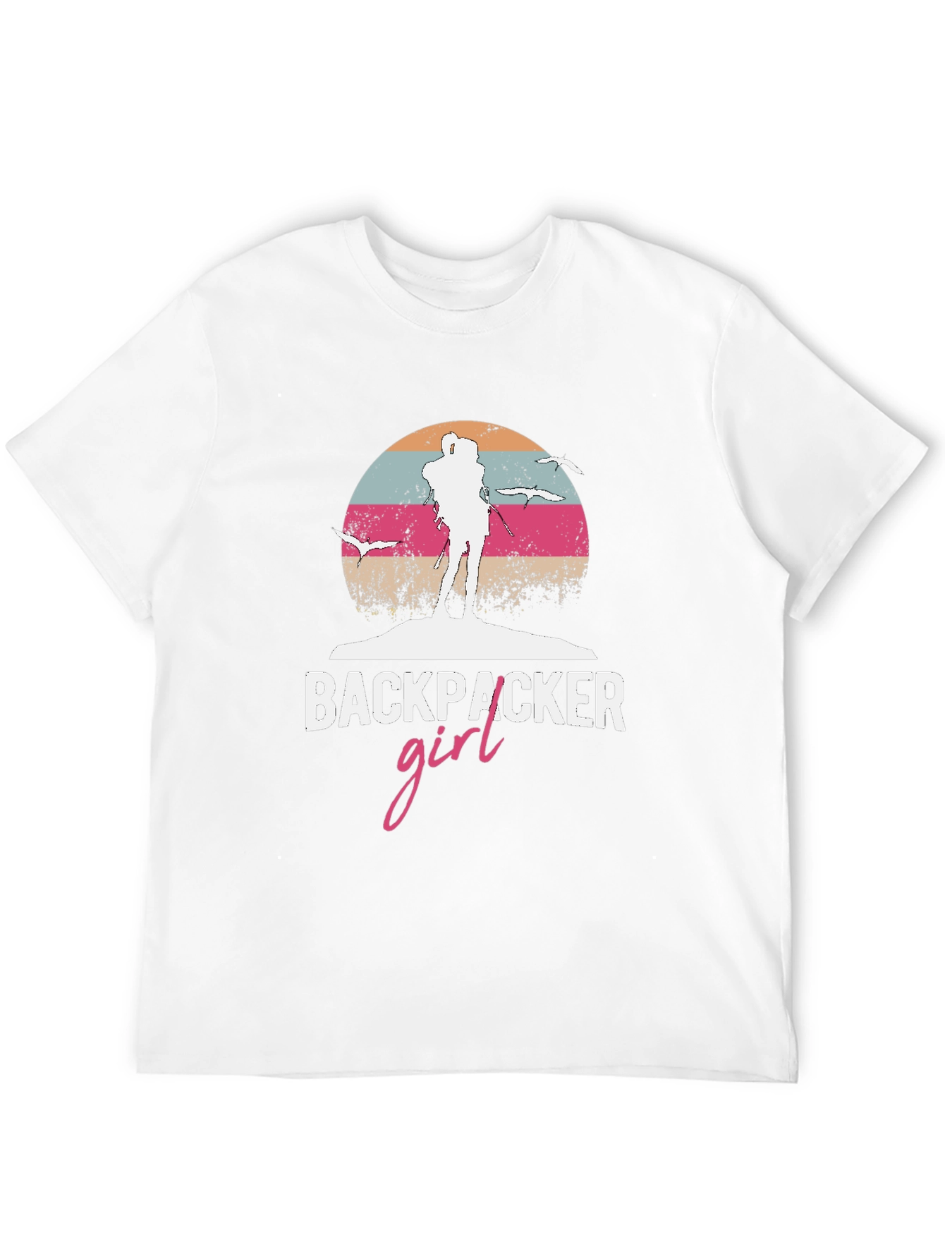 Backpacker Girl Retro T-Shirt - Adventure Ready!