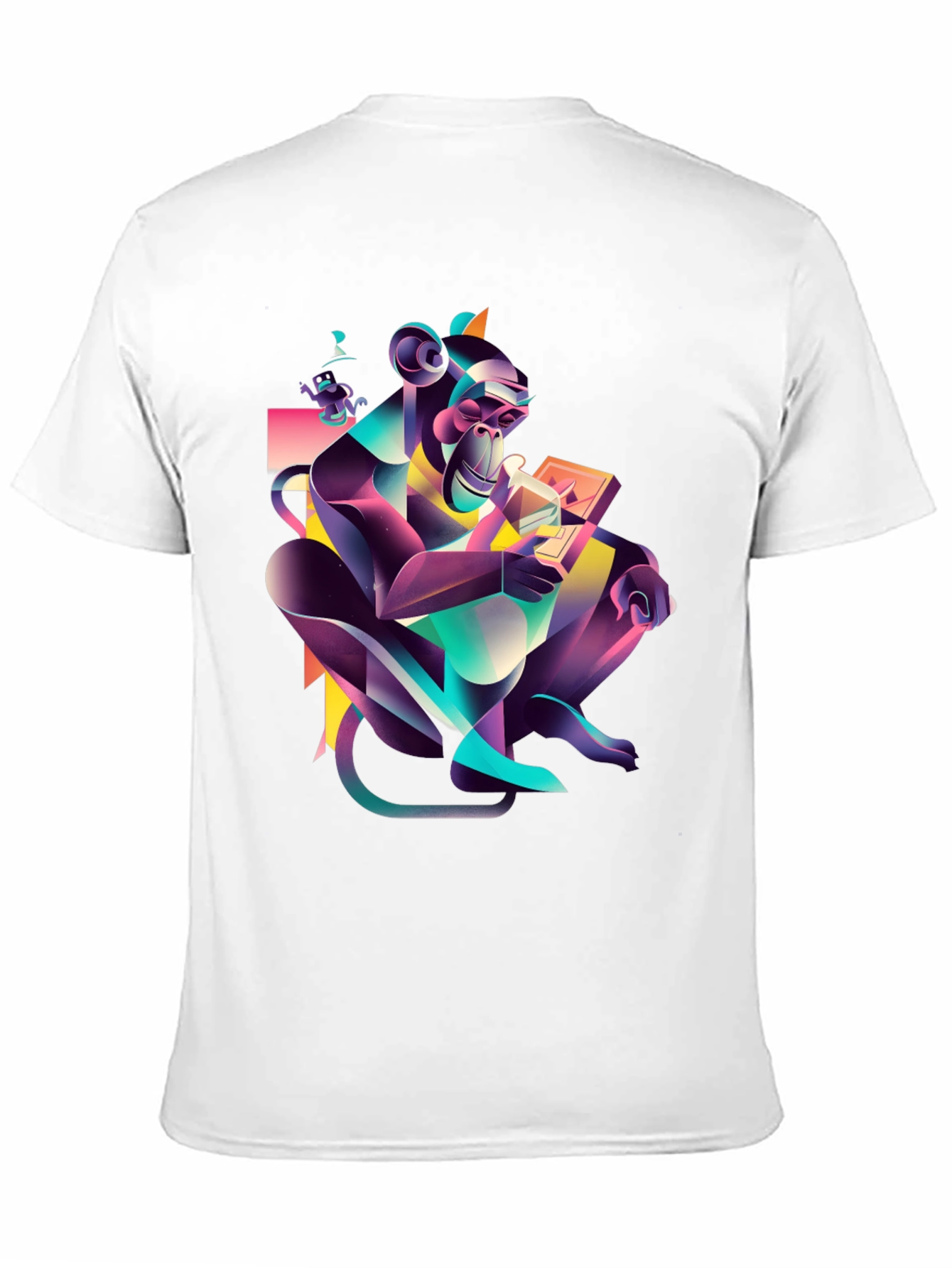 Abstract Monkey Graphic Black T-Shirt