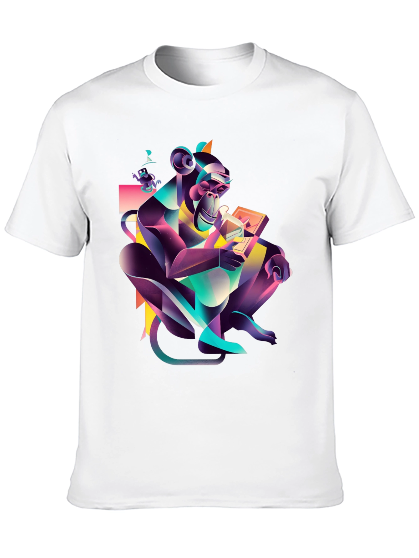 Abstract Monkey Graphic Black T-Shirt