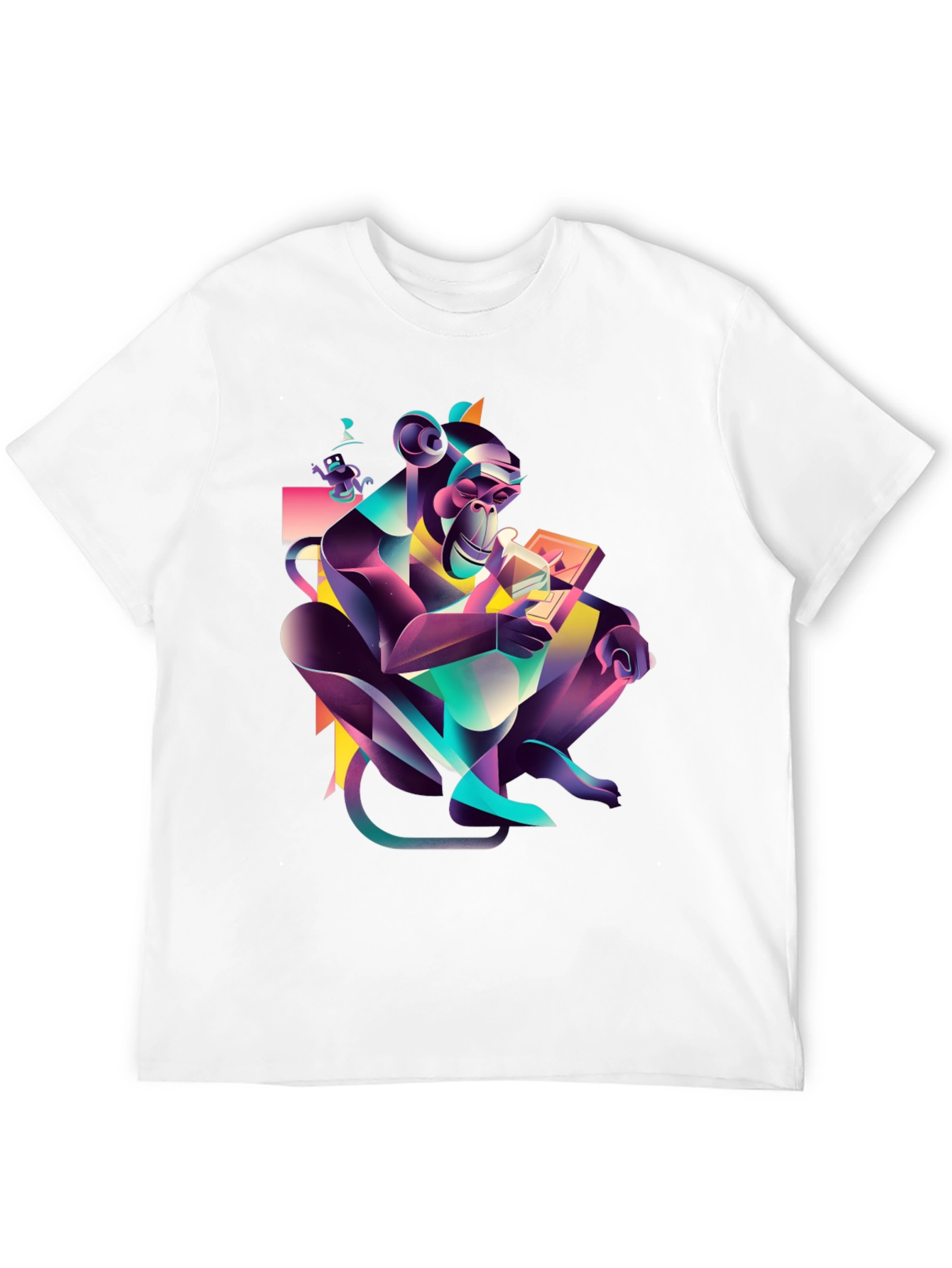 Abstract Monkey Graphic Black T-Shirt