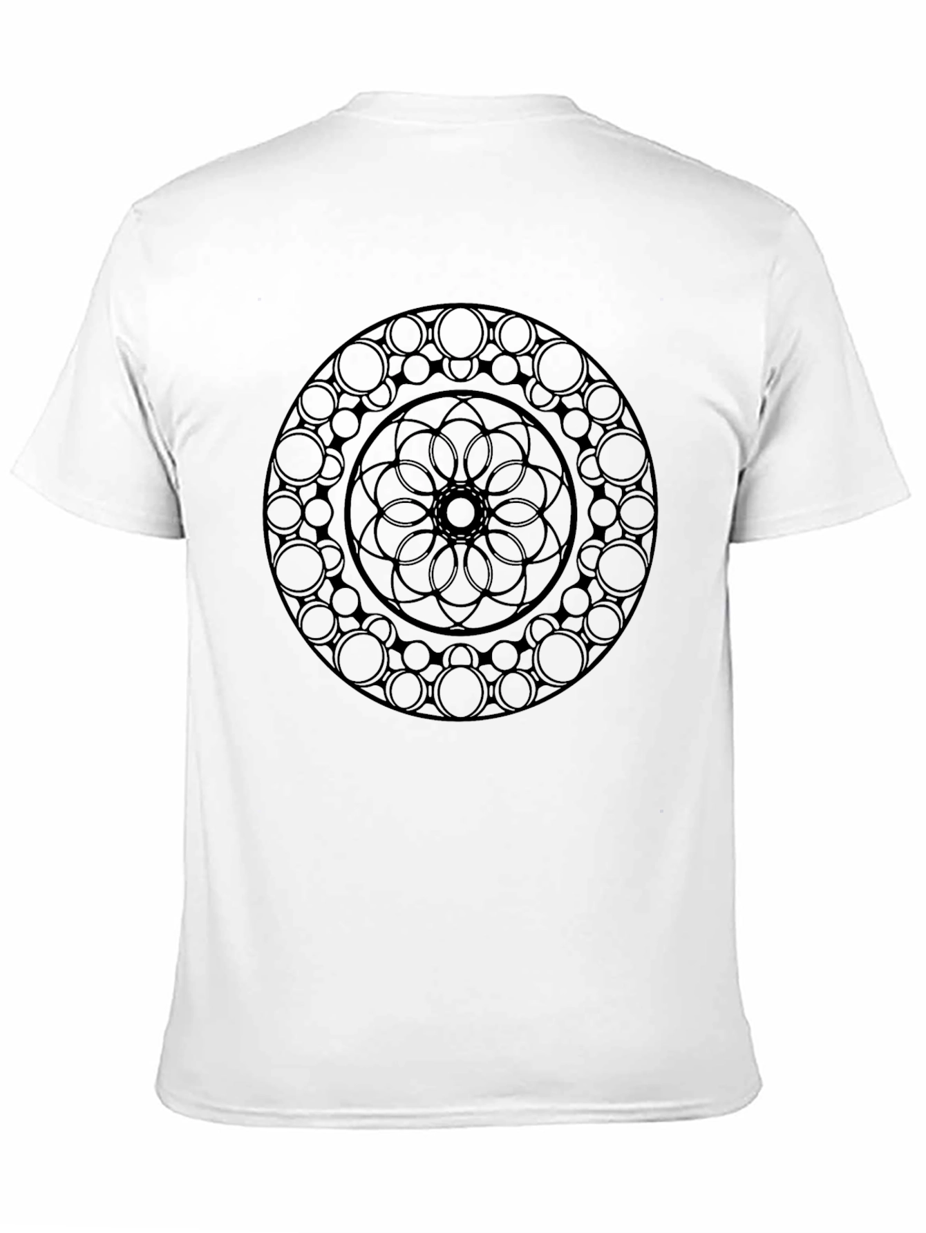 Black Mandala Graphic Tee - Stylish Round Design