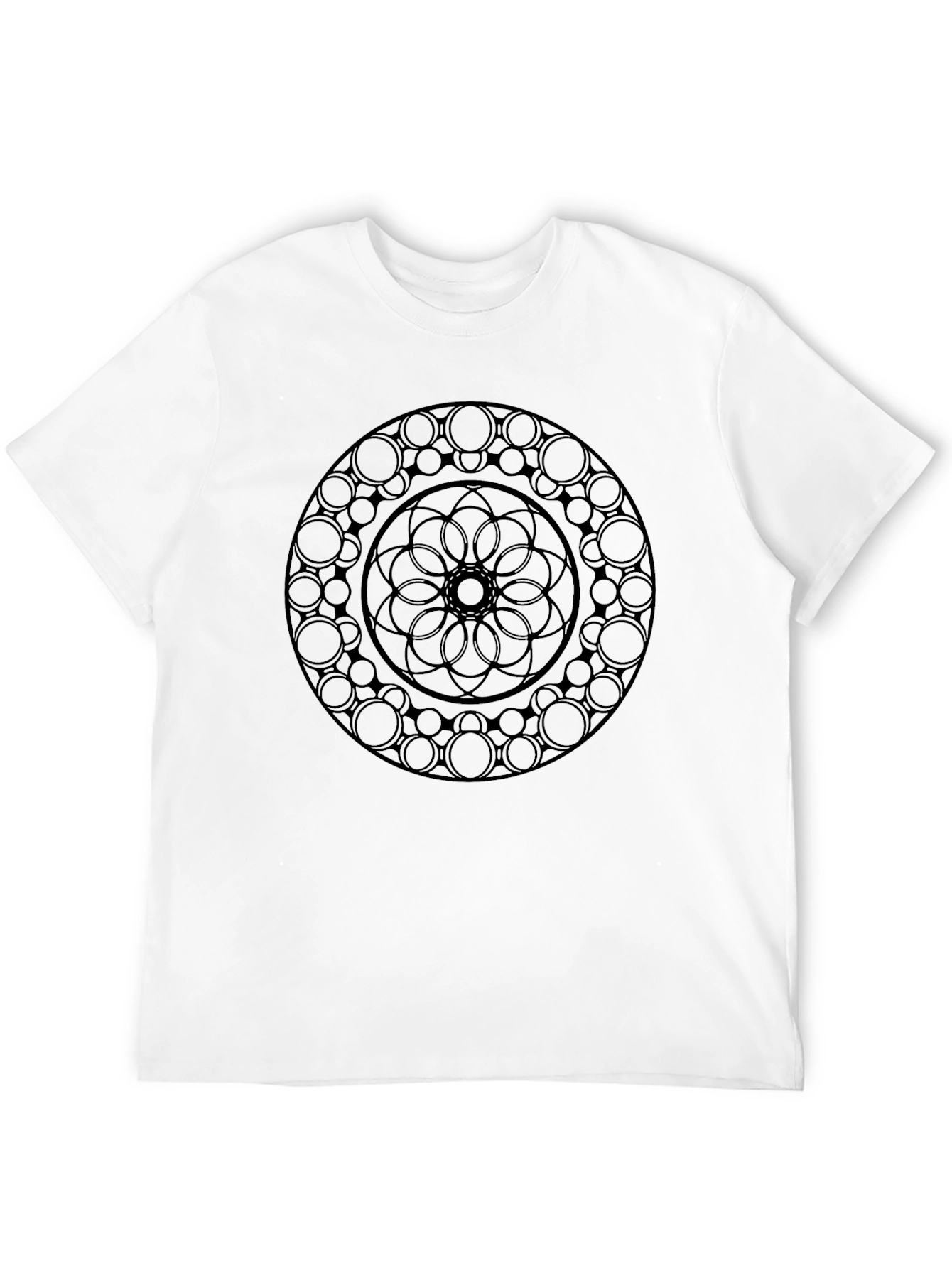 Black Mandala Graphic Tee - Stylish Round Design
