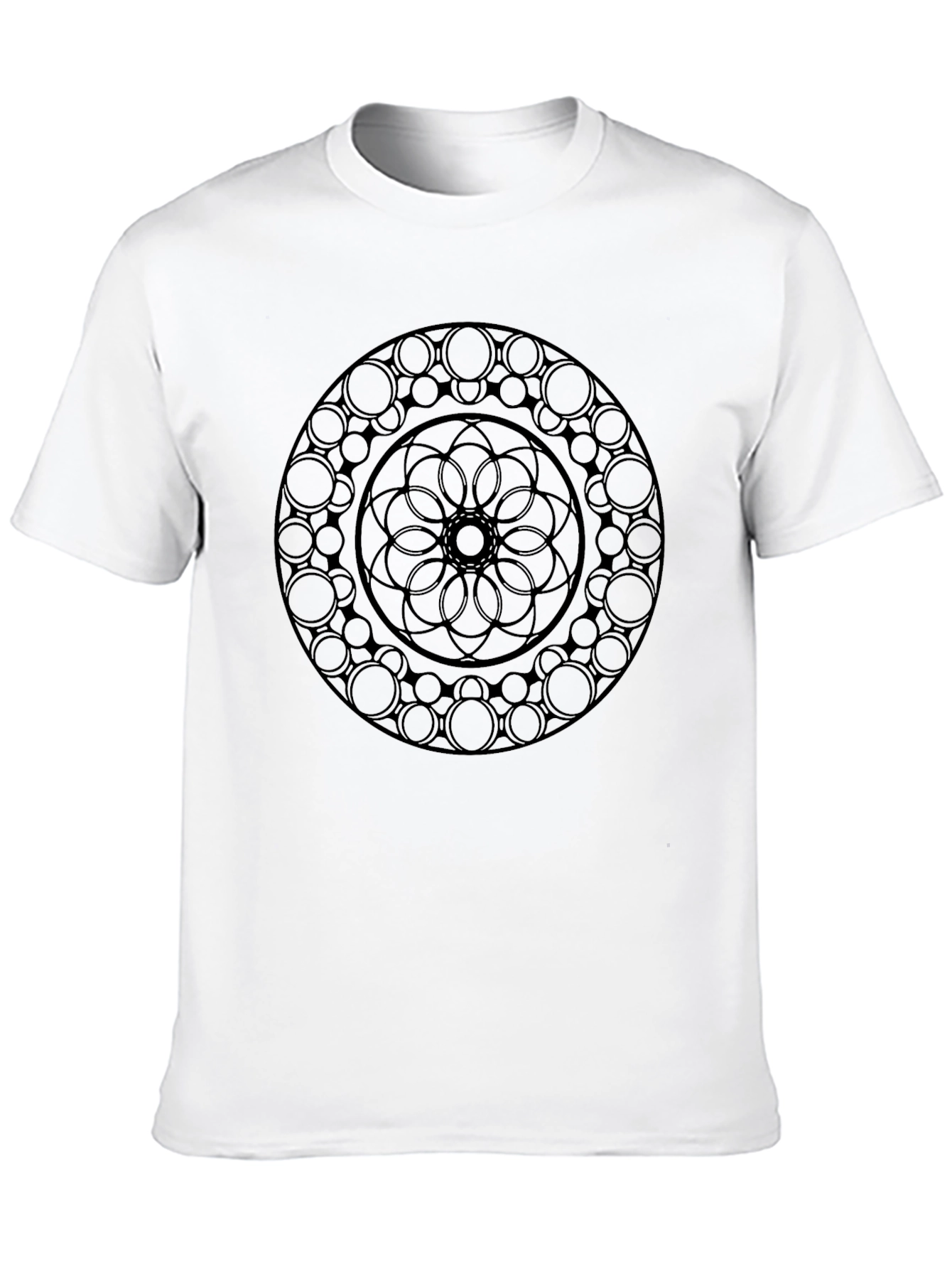 Black Mandala Graphic Tee - Stylish Round Design