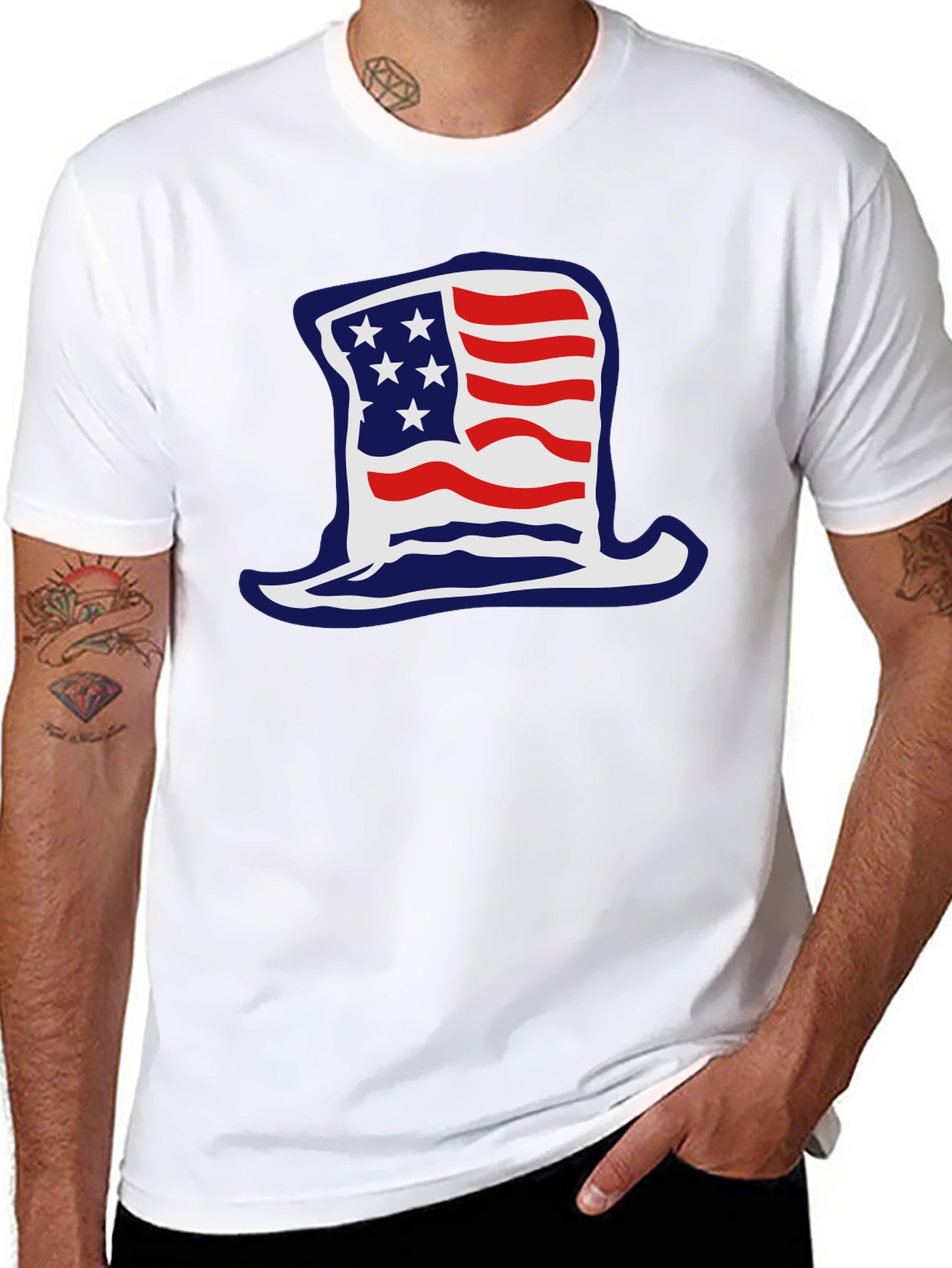 Patriotic Hat Graphic T-Shirt - USA Pride