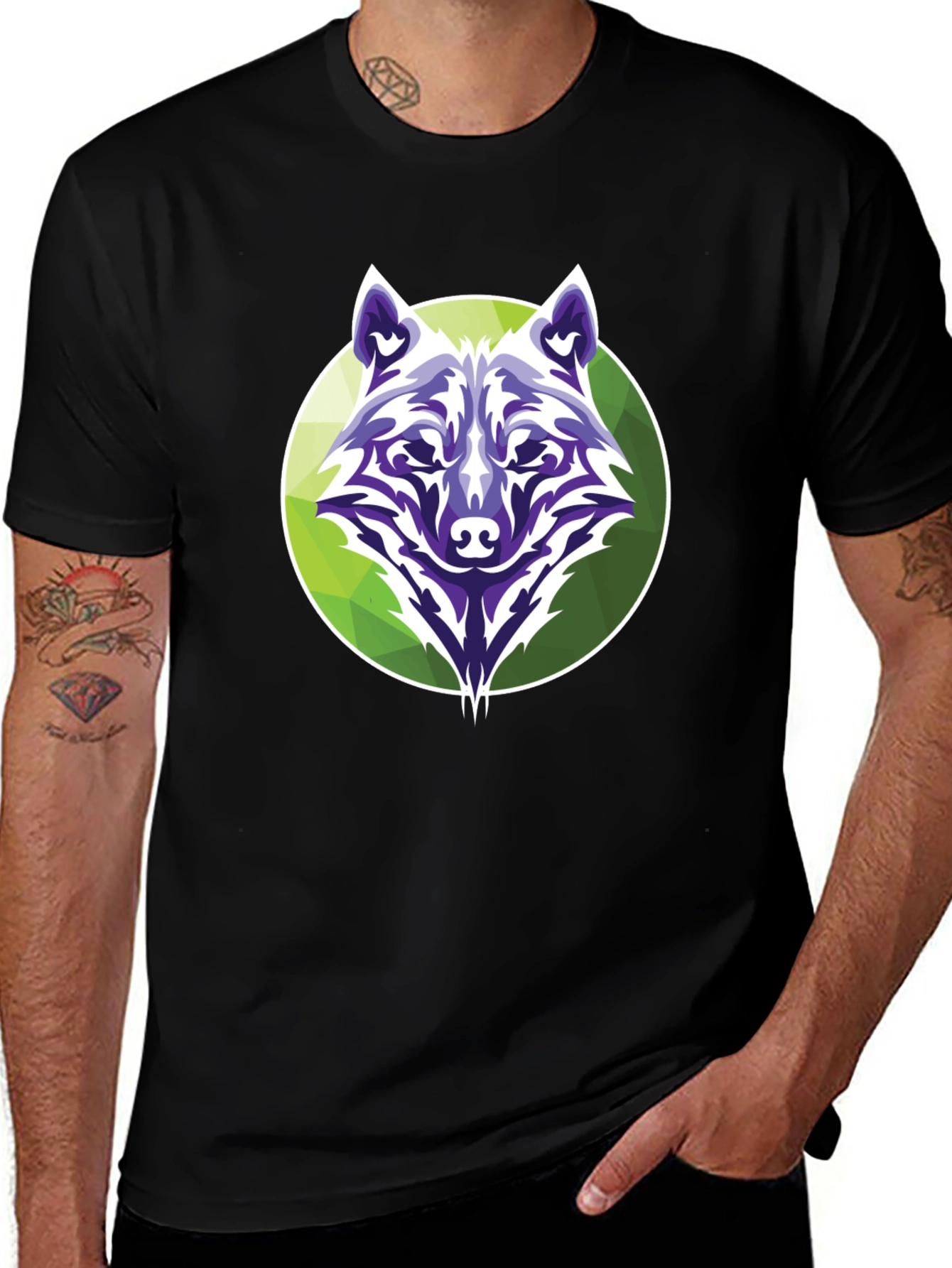 Wolf Graphic Tee - Modern Geometric Design