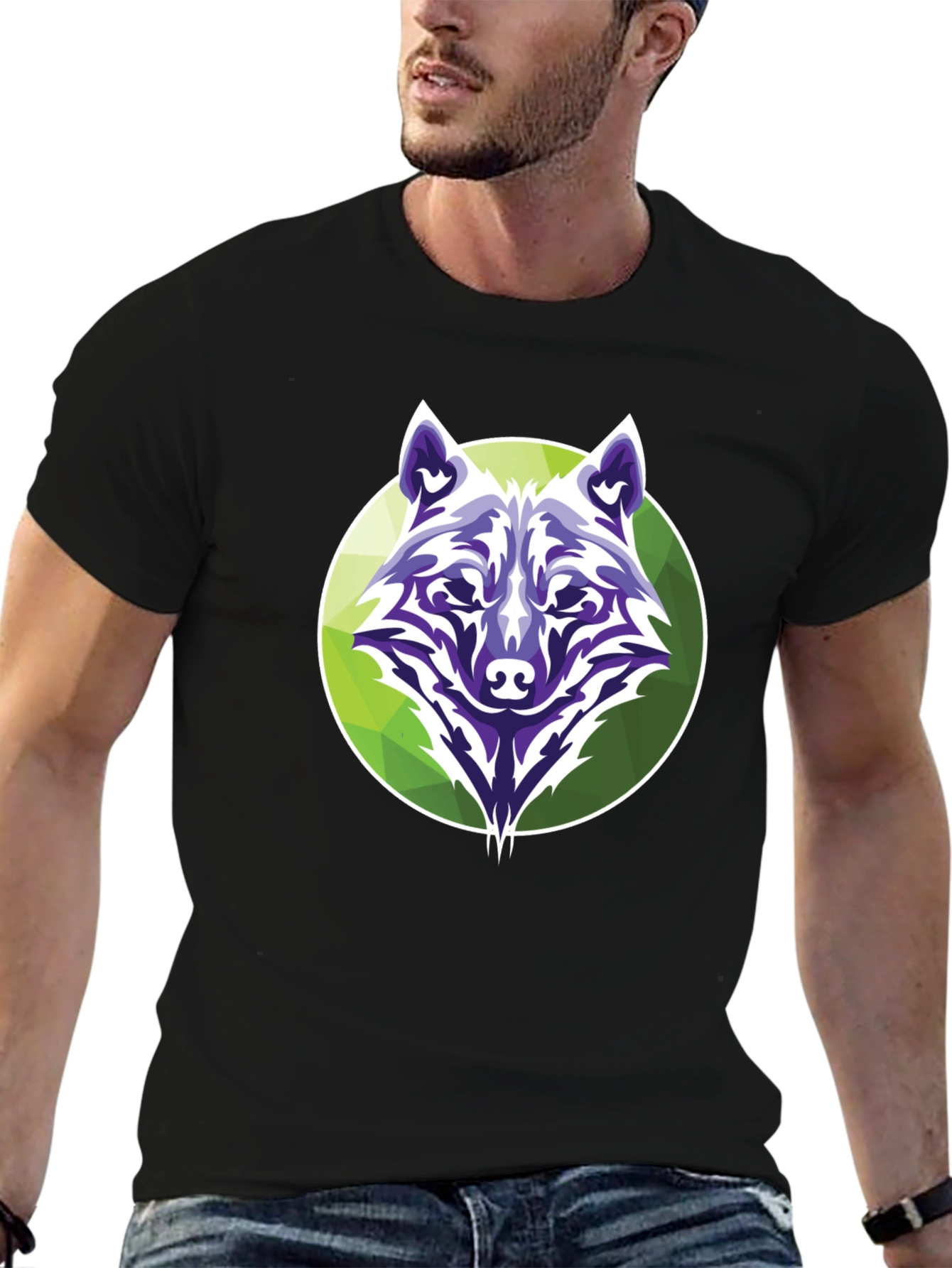 Wolf Graphic Tee - Modern Geometric Design