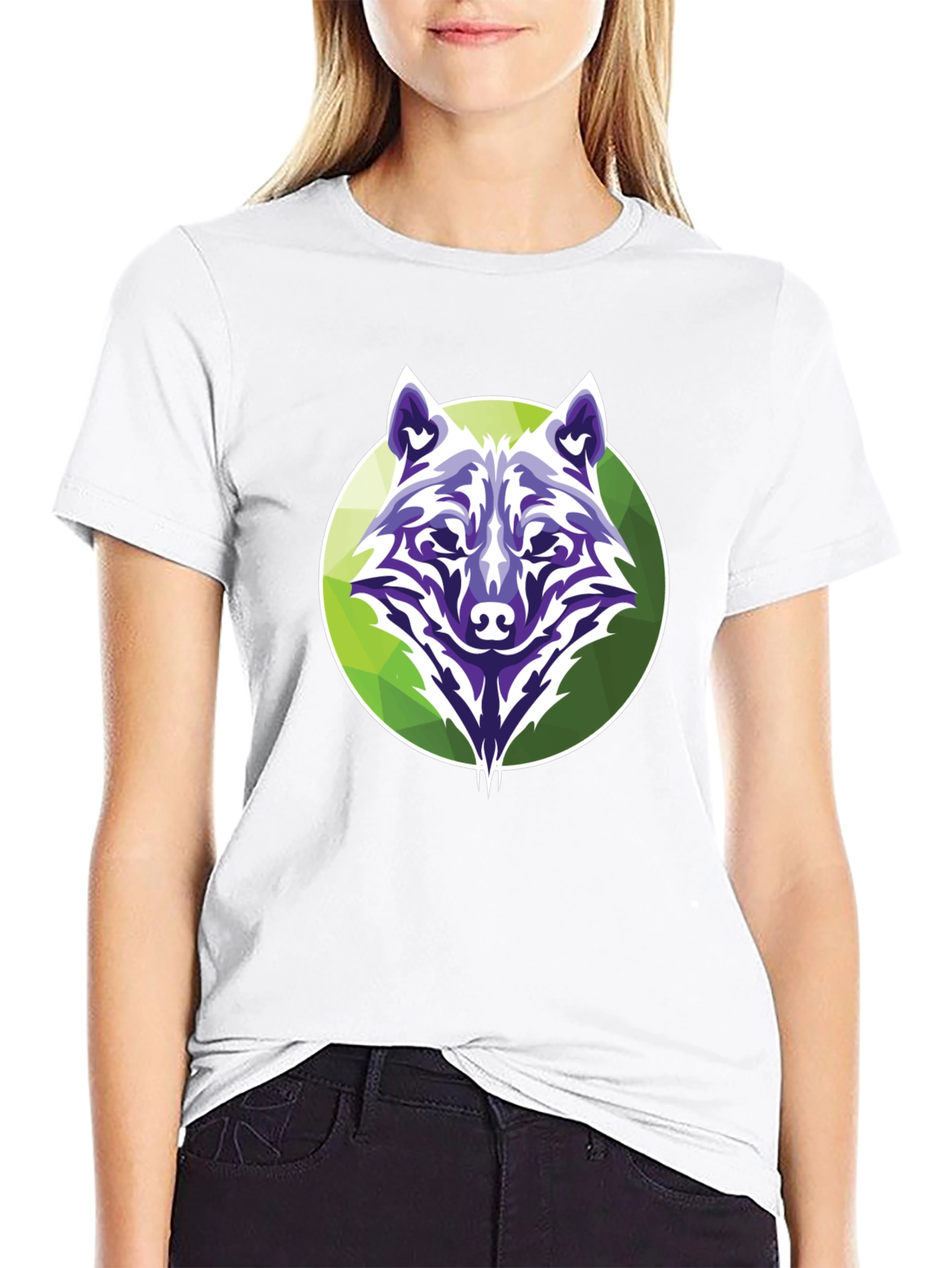 Wolf Graphic Tee - Modern Geometric Design