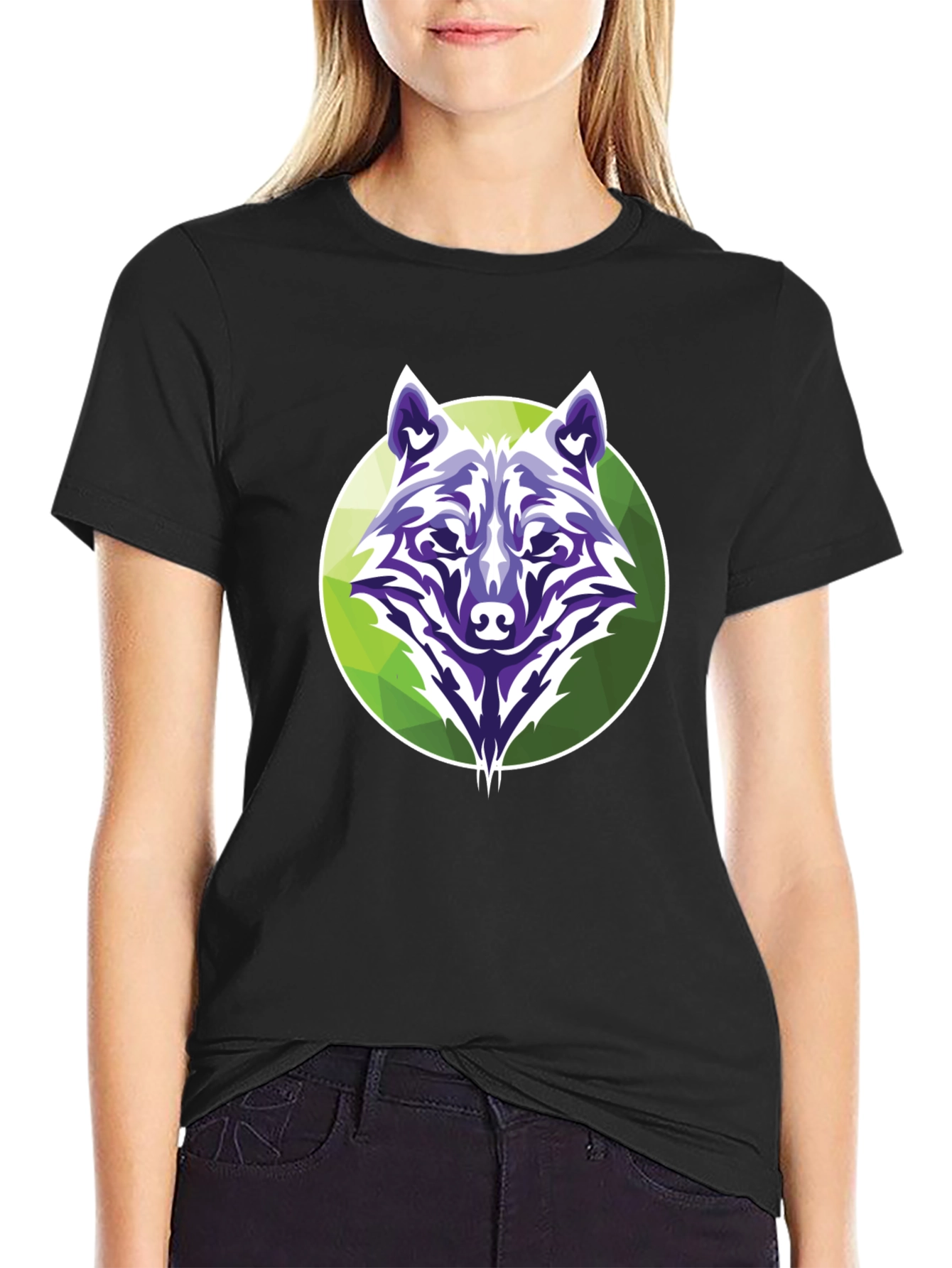 Wolf Graphic Tee - Modern Geometric Design