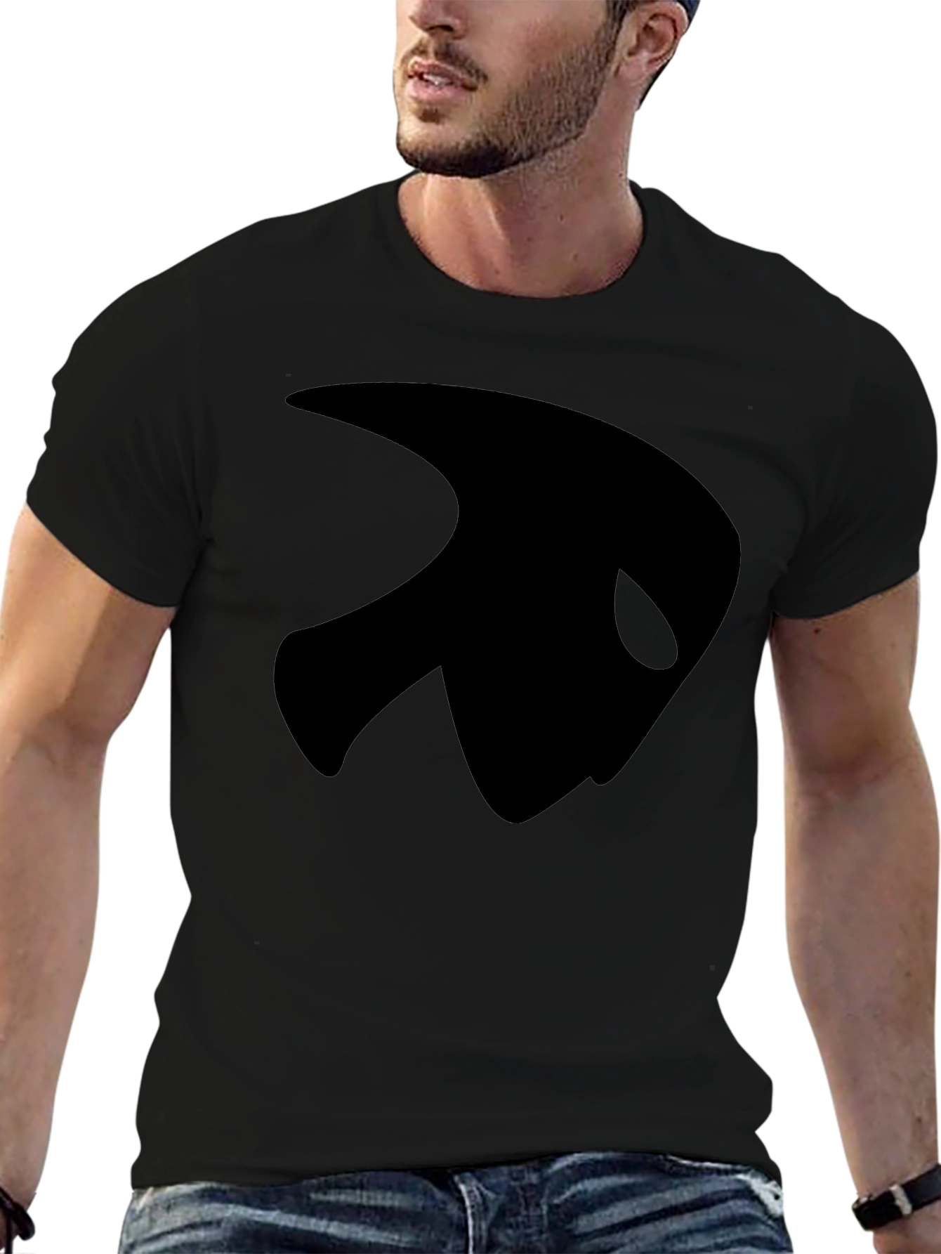 Black T-Shirt with Abstract Design