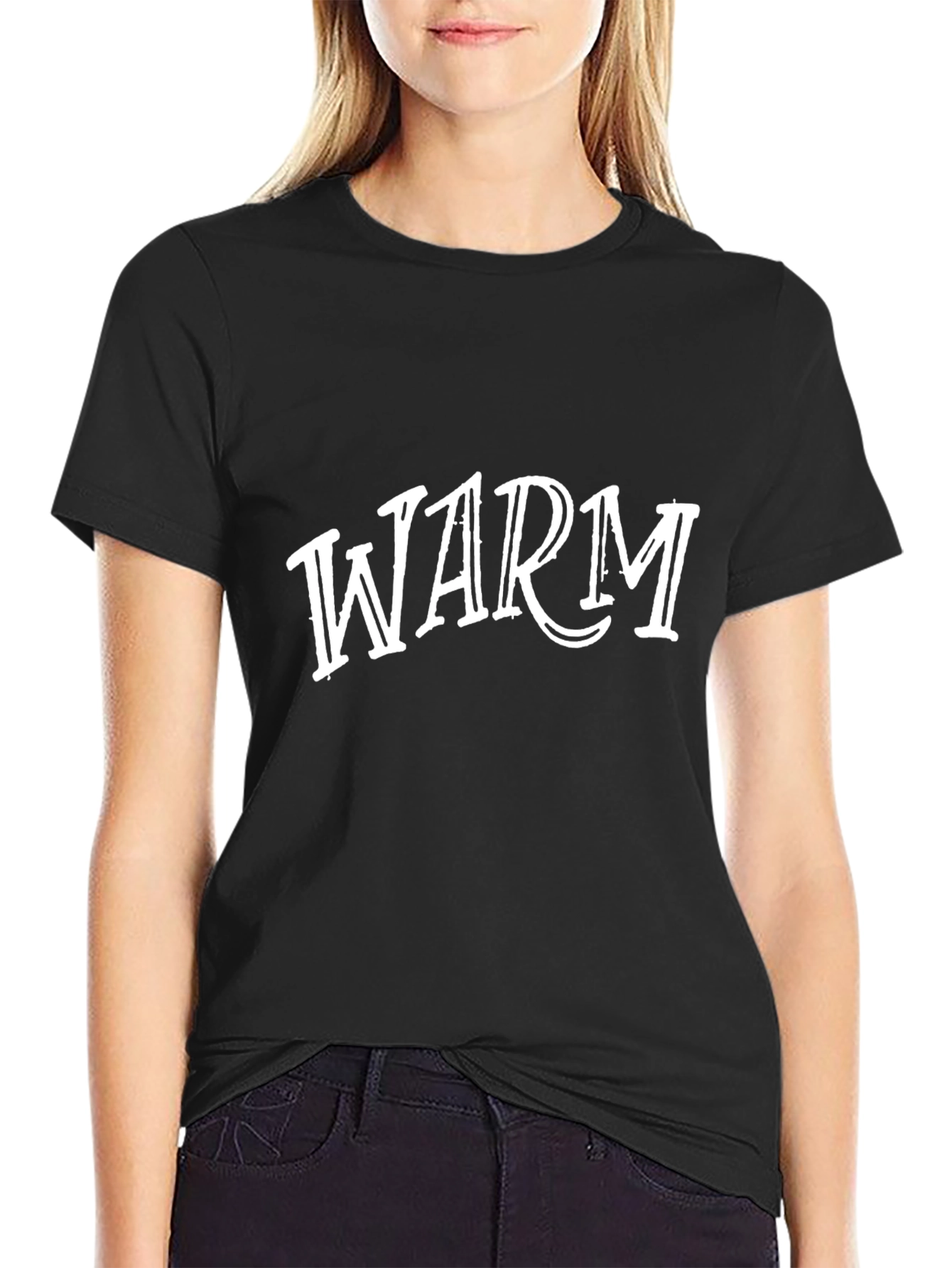 Mens Black WARM Graphic Tee - Casual Comfort