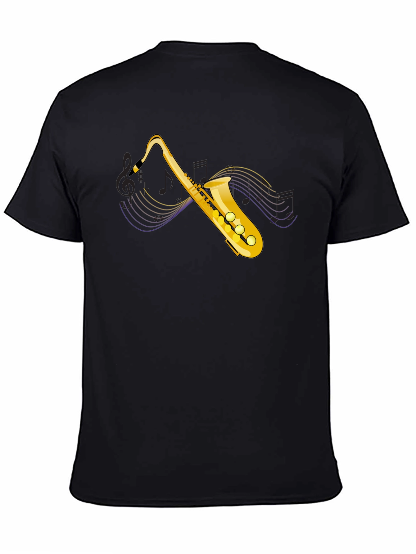 Saxophone Graphic Tee - Music Lovers Black T-Shirt