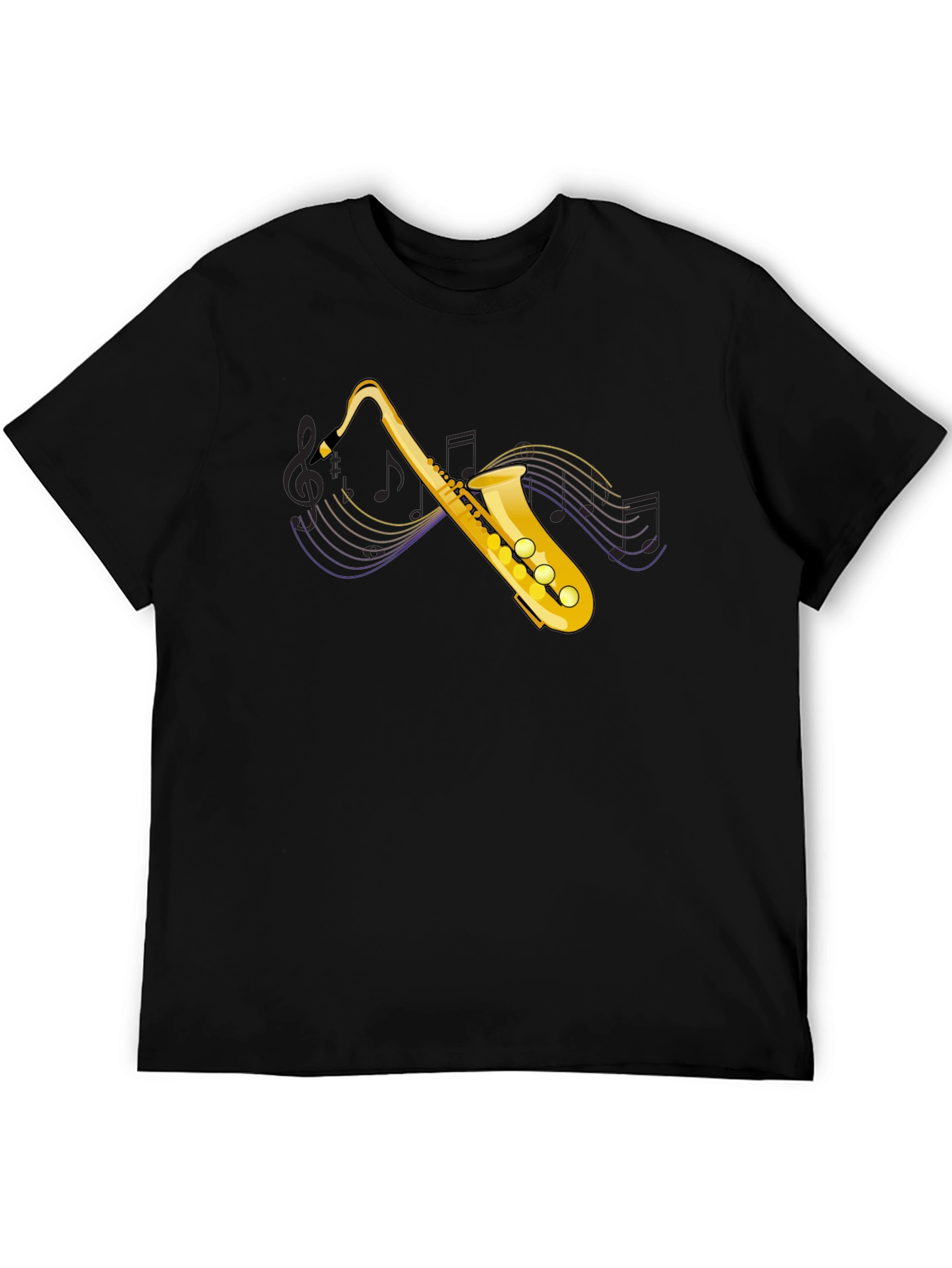 Saxophone Graphic Tee - Music Lovers Black T-Shirt