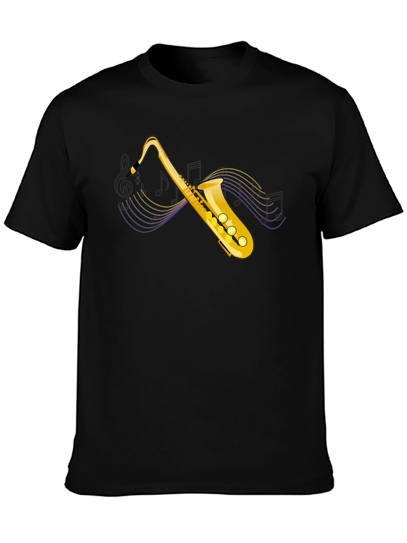 Saxophone Graphic Tee - Music Lovers Black T-Shirt