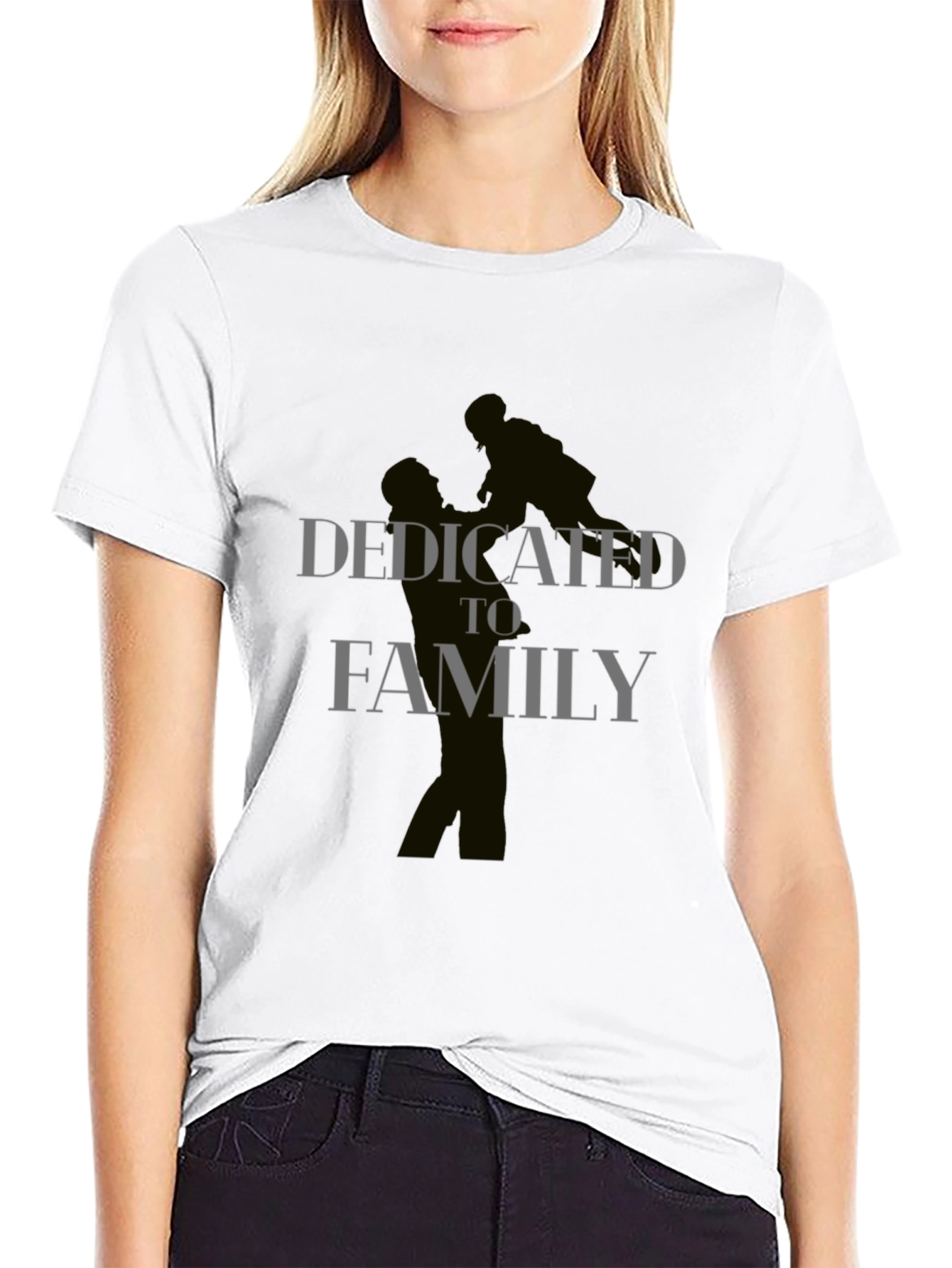 Dedicated To Family Graphic Print T-Shirt