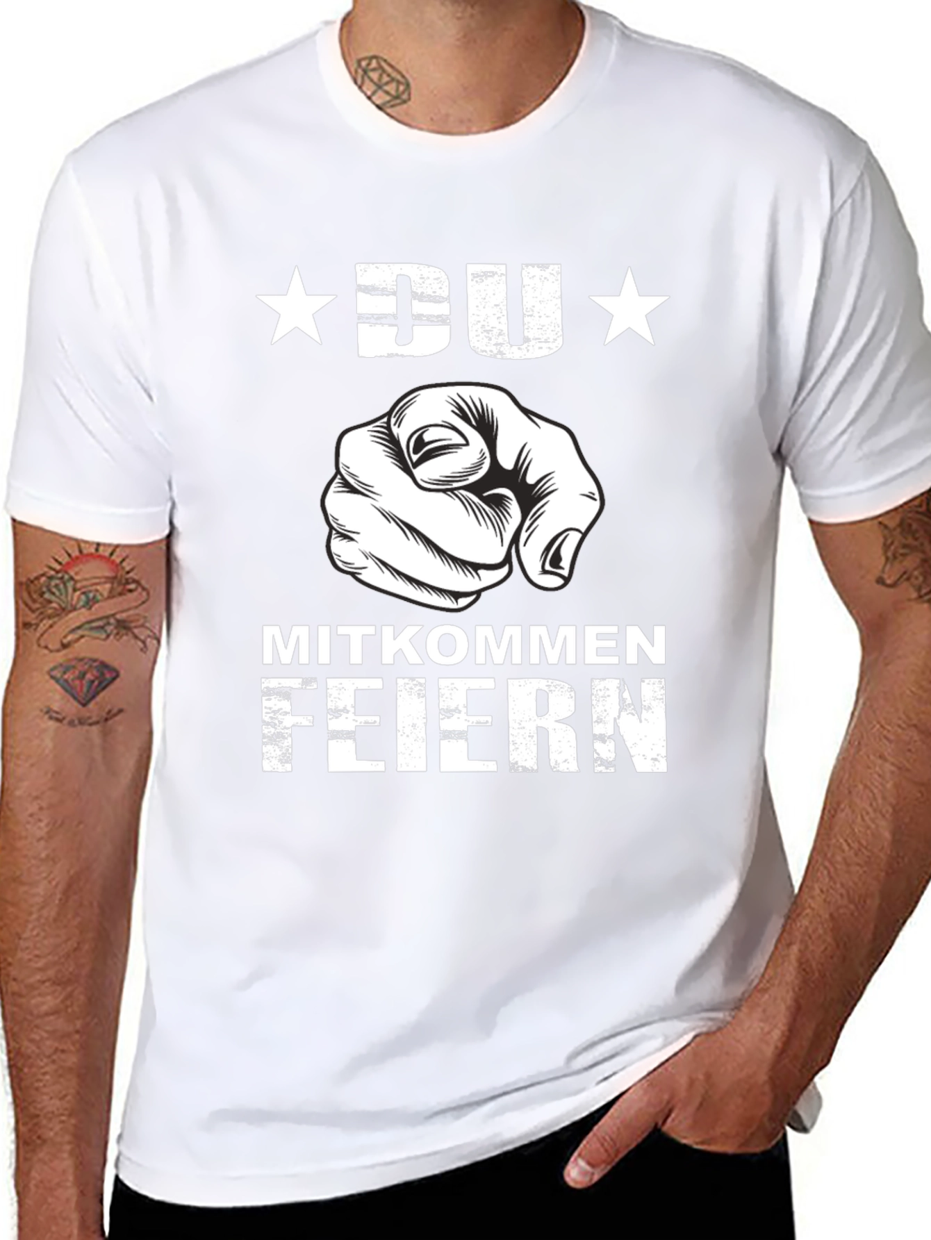 DU Mitkommen Feiern T-Shirt - Black Graphic Tee