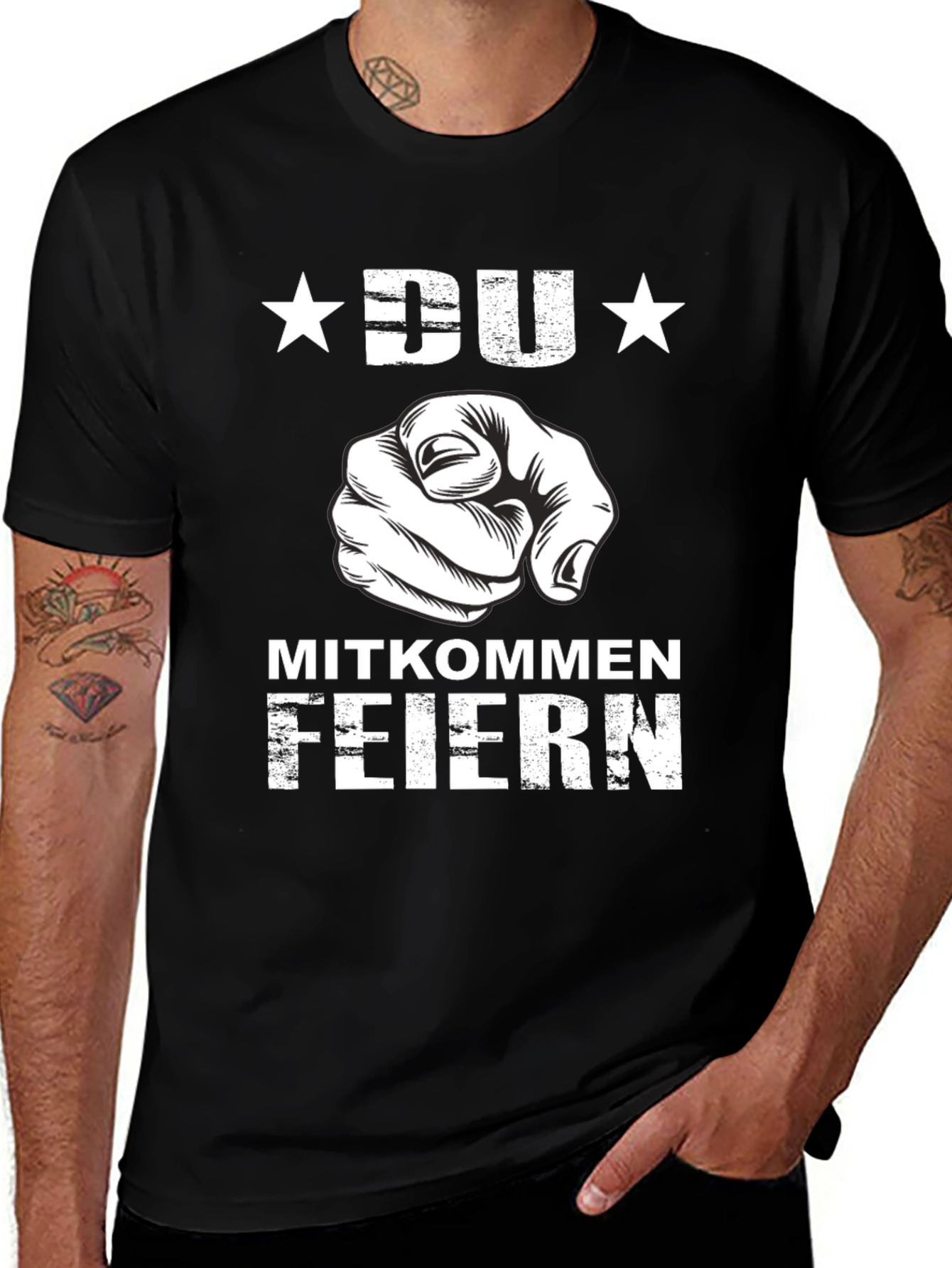 DU Mitkommen Feiern T-Shirt - Black Graphic Tee