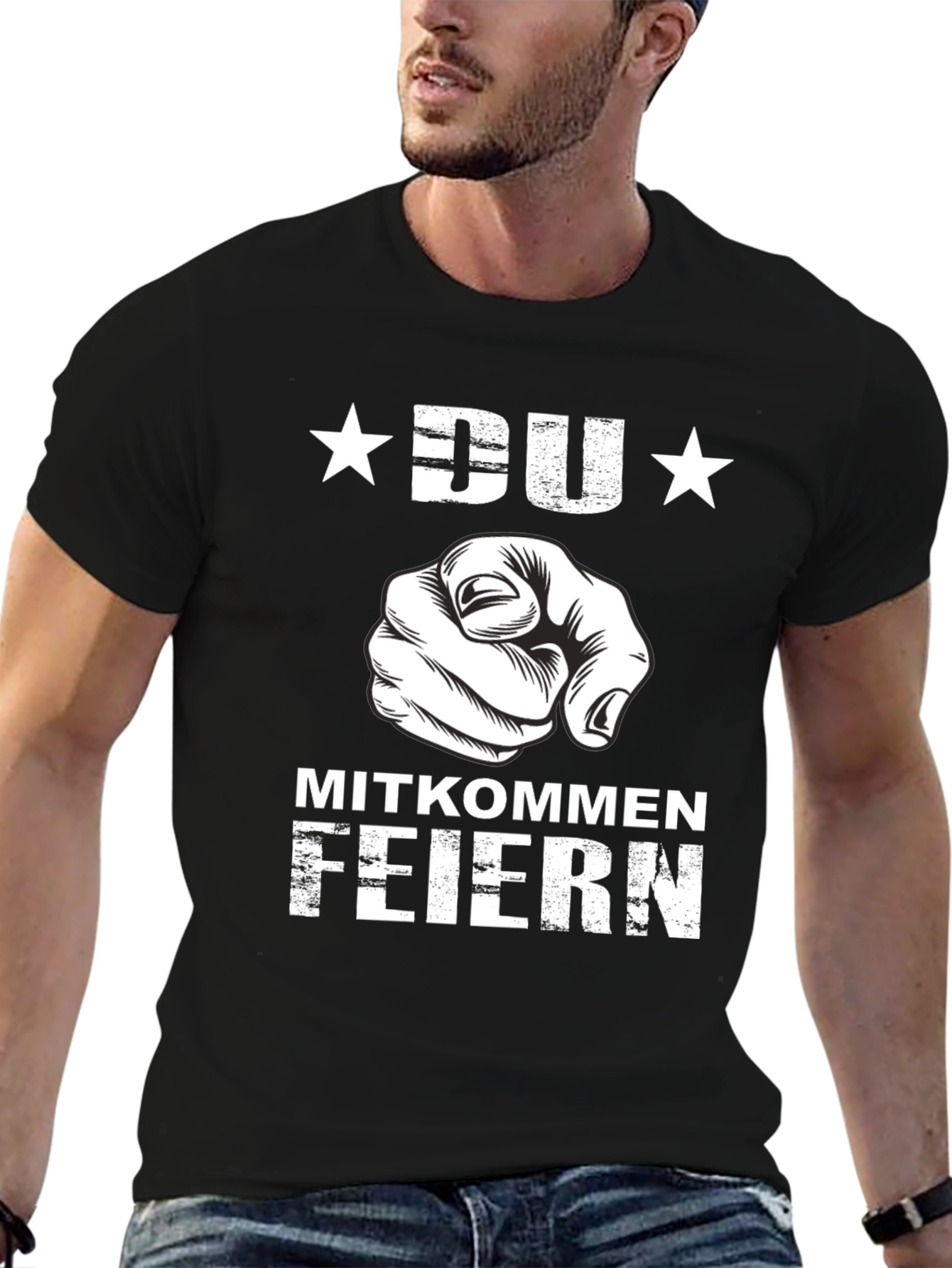 DU Mitkommen Feiern T-Shirt - Black Graphic Tee