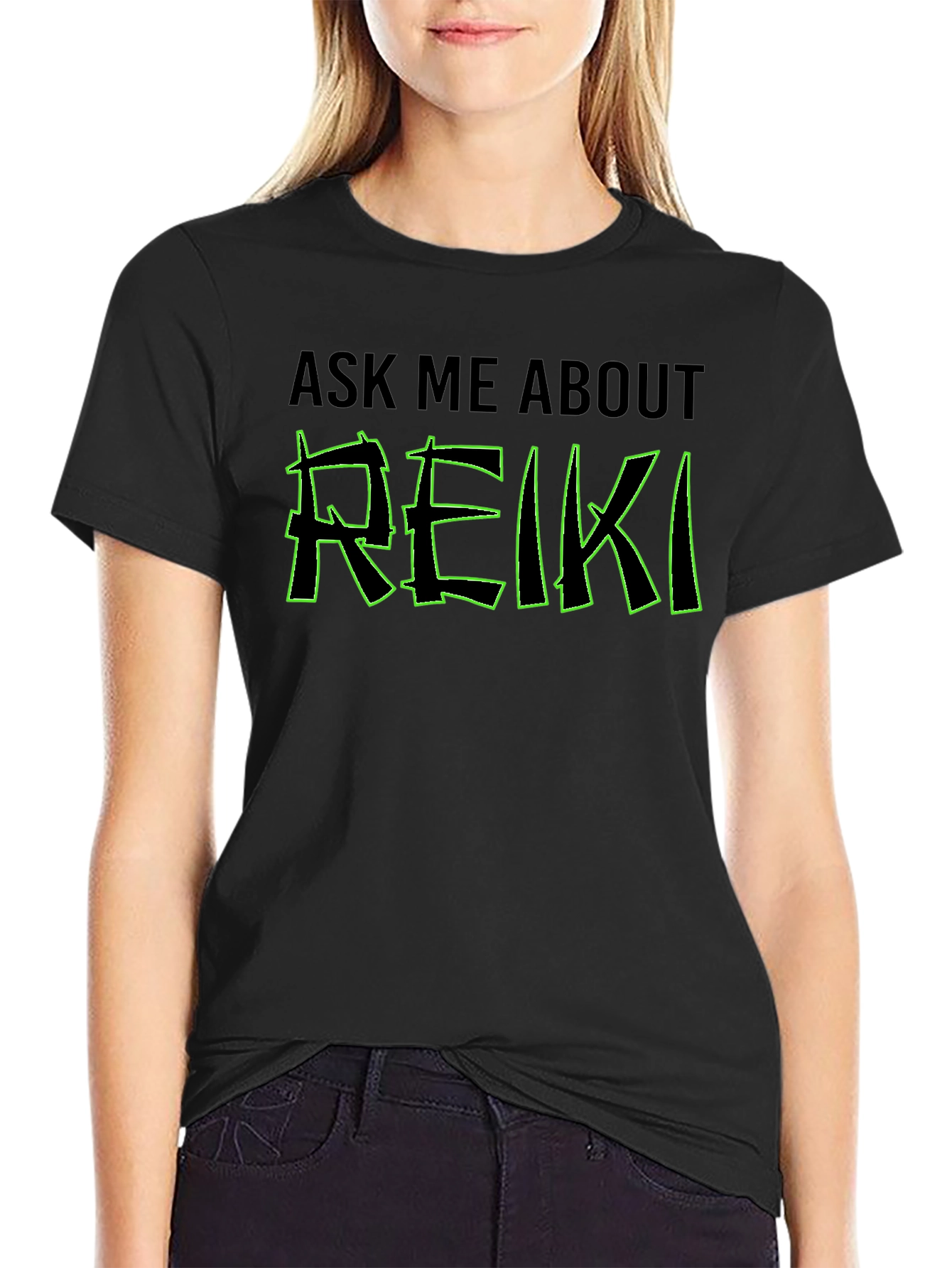 Ask Me About Reiki T-Shirt - Black Graphic Tee