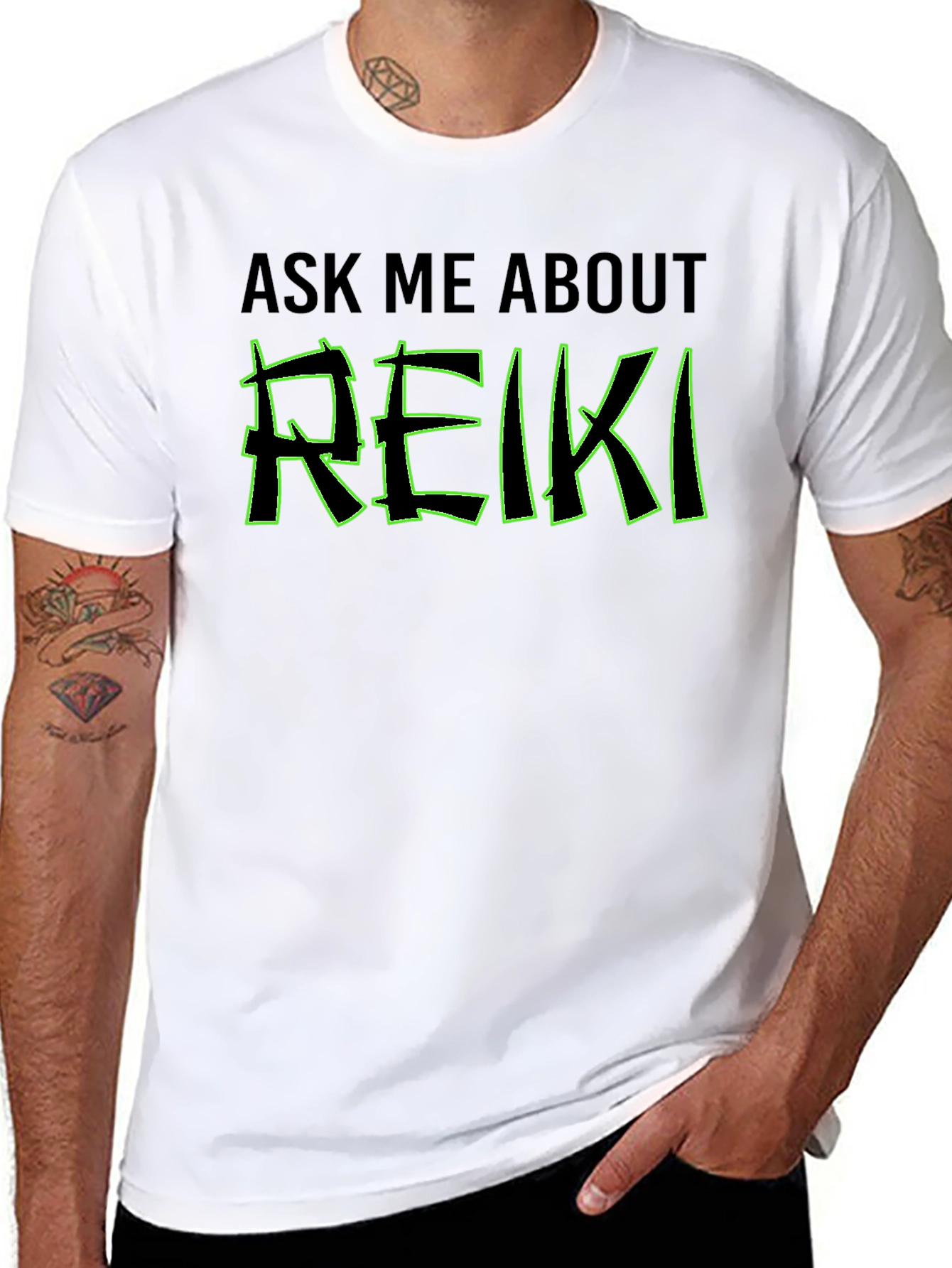 Ask Me About Reiki T-Shirt - Black Graphic Tee