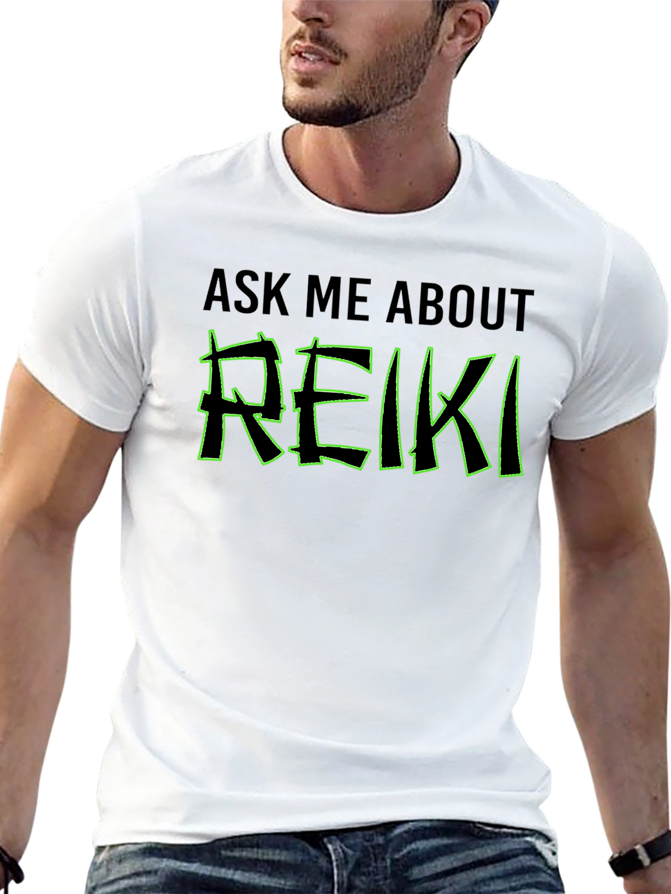 Ask Me About Reiki T-Shirt - Black Graphic Tee
