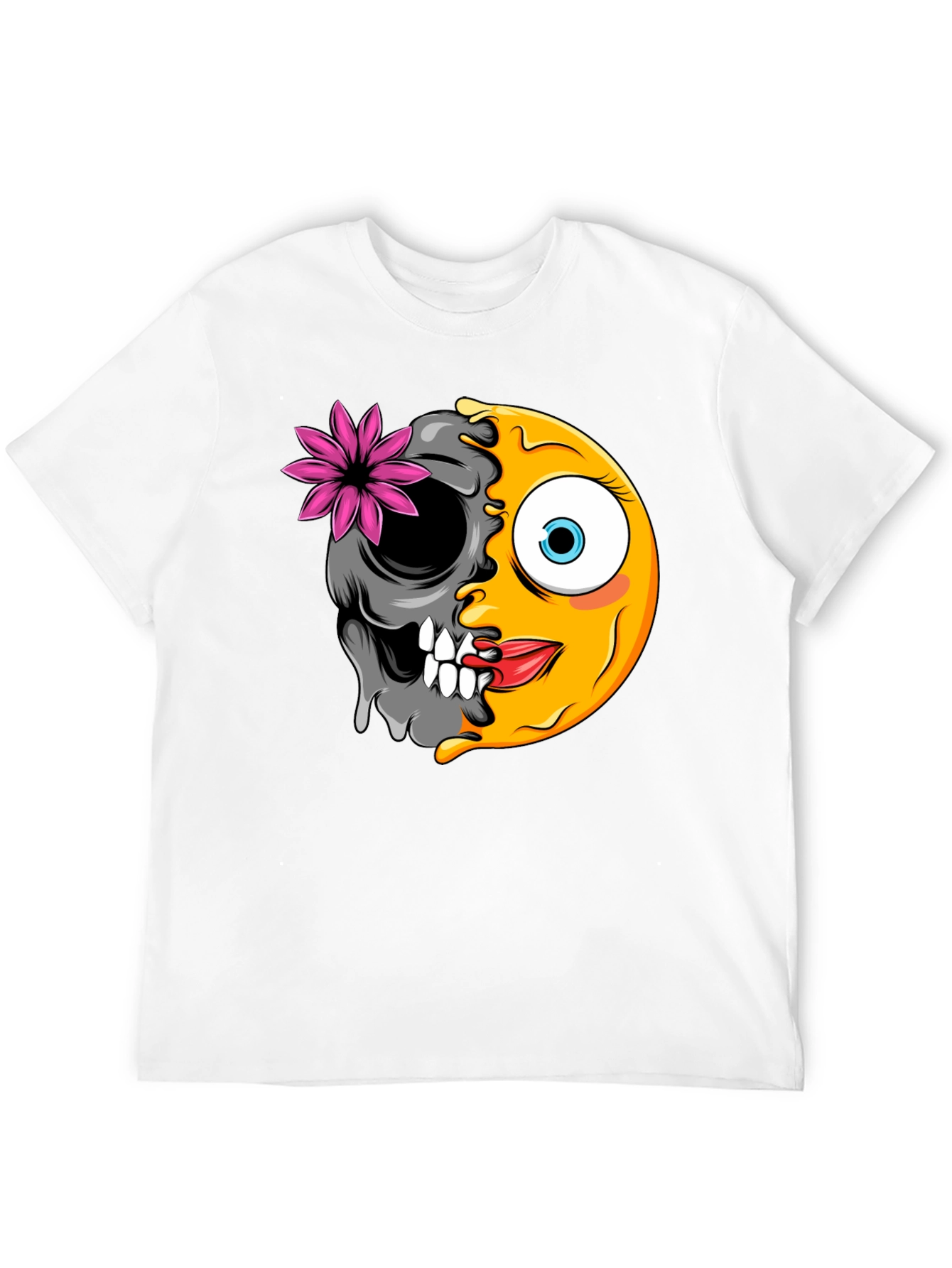 Emoji Skull Graphic Tee - Black Cotton T-Shirt