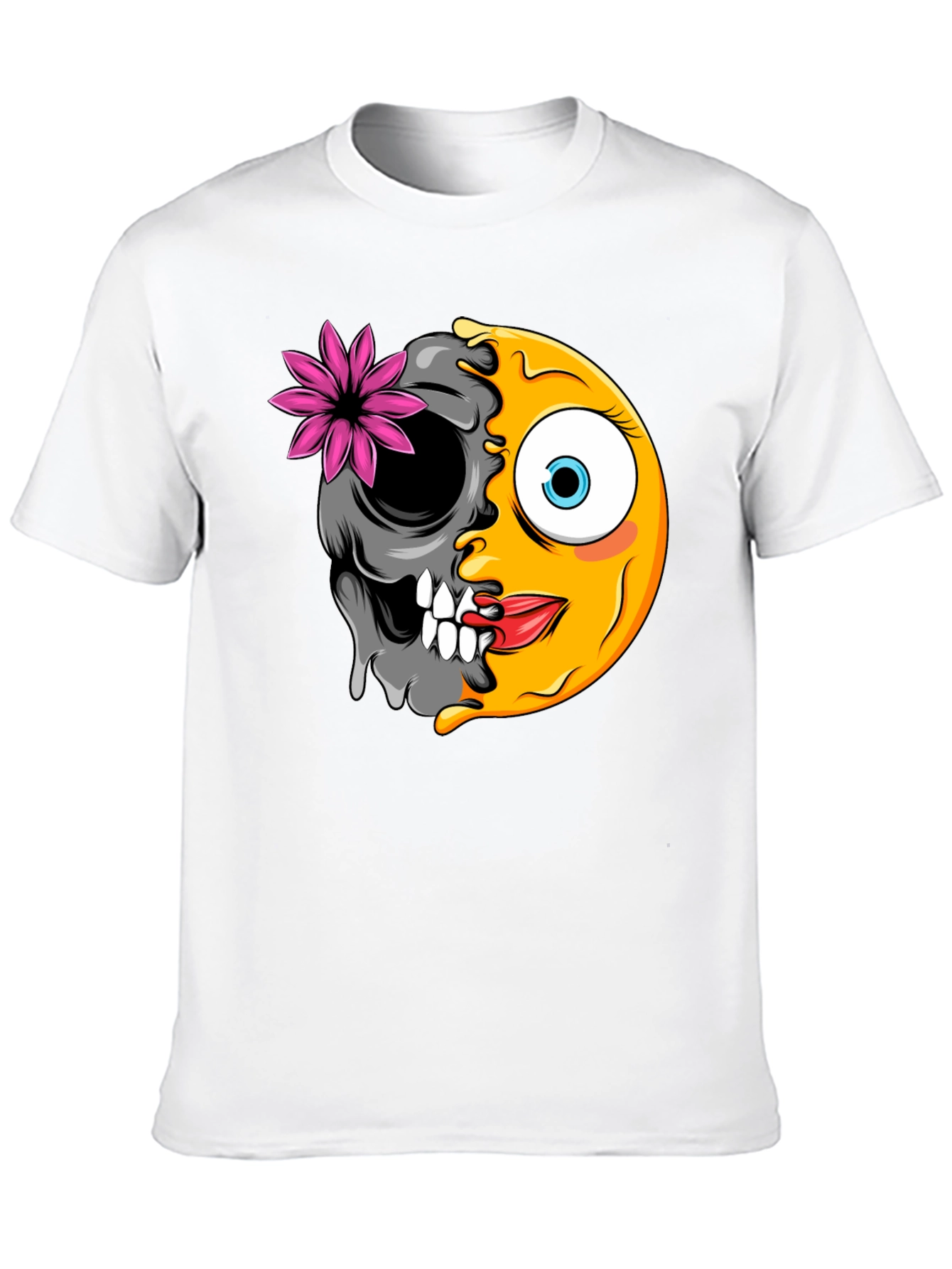 Emoji Skull Graphic Tee - Black Cotton T-Shirt