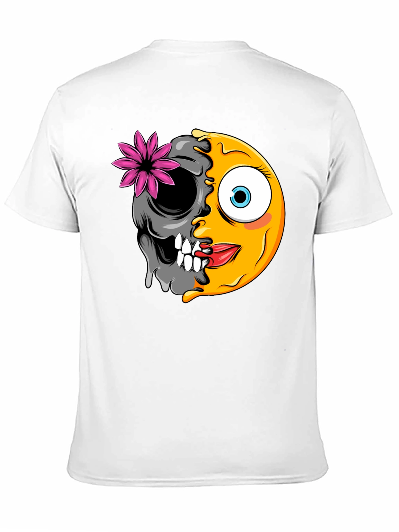 Emoji Skull Graphic Tee - Black Cotton T-Shirt