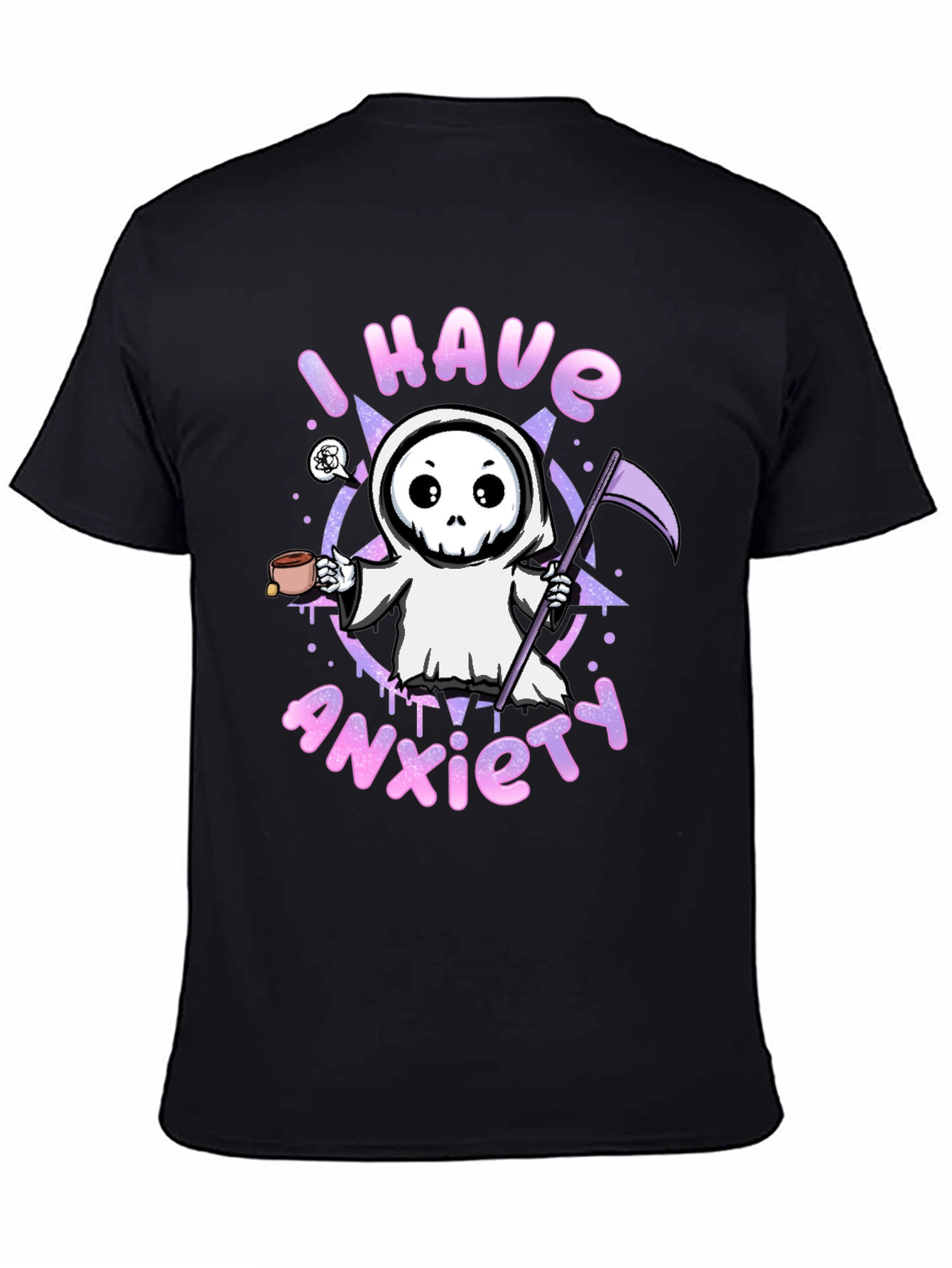 Anxiety Grim Reaper Black Graphic T-Shirt