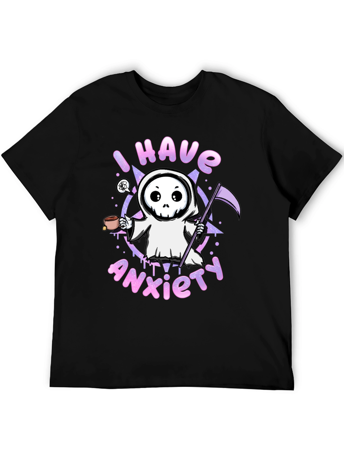 Anxiety Grim Reaper Black Graphic T-Shirt