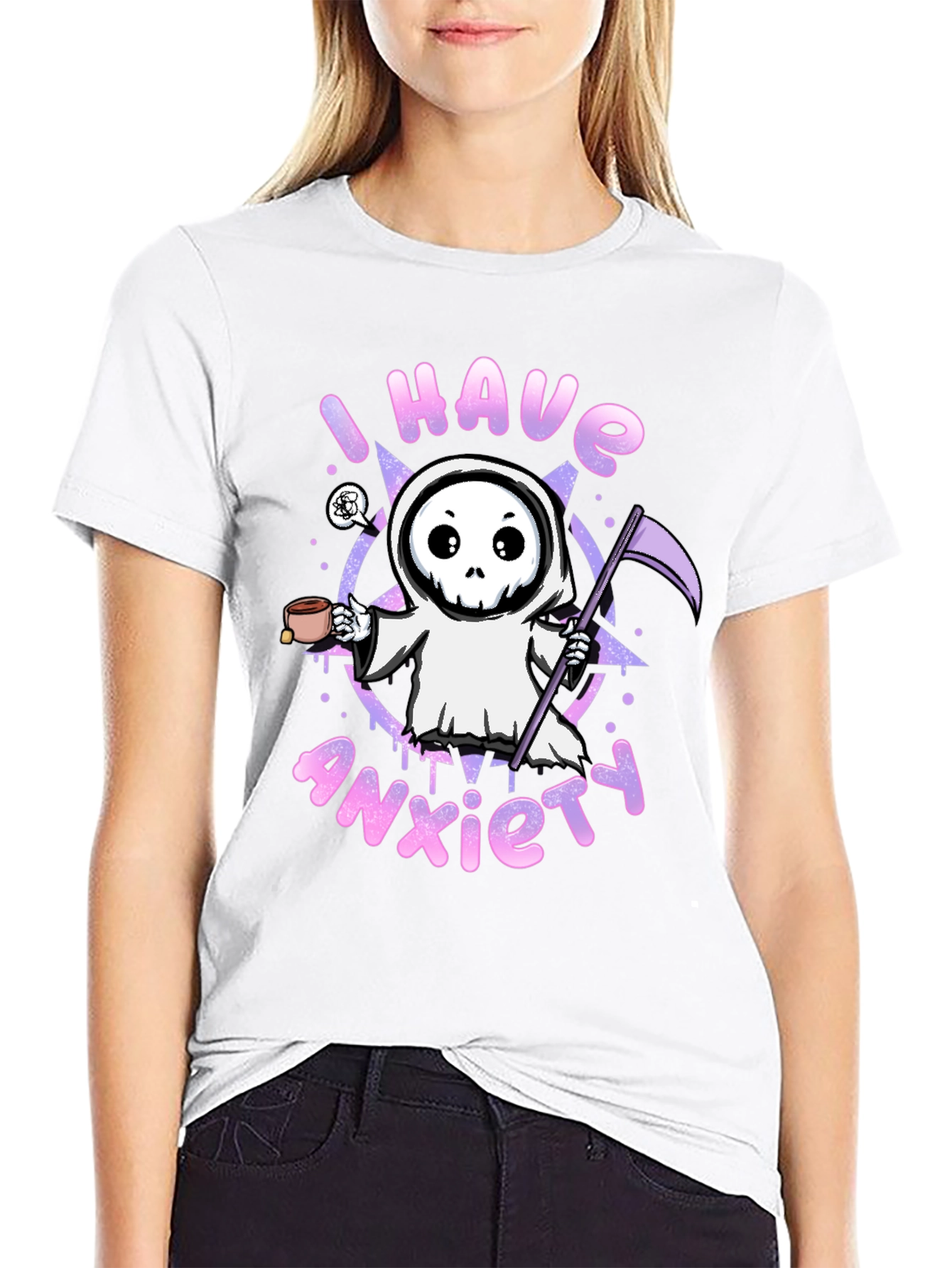 Anxiety Grim Reaper Black Graphic T-Shirt