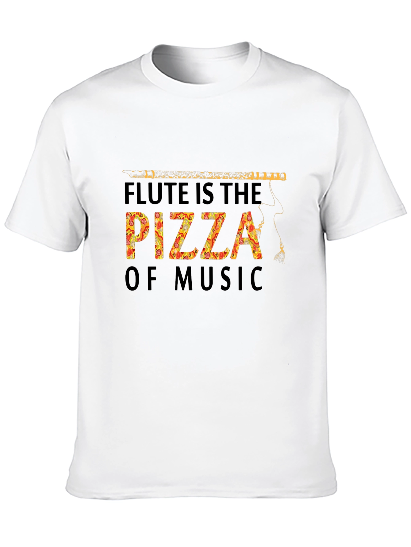 Flute Pizza Music T-Shirt - Funny Foodie Tee