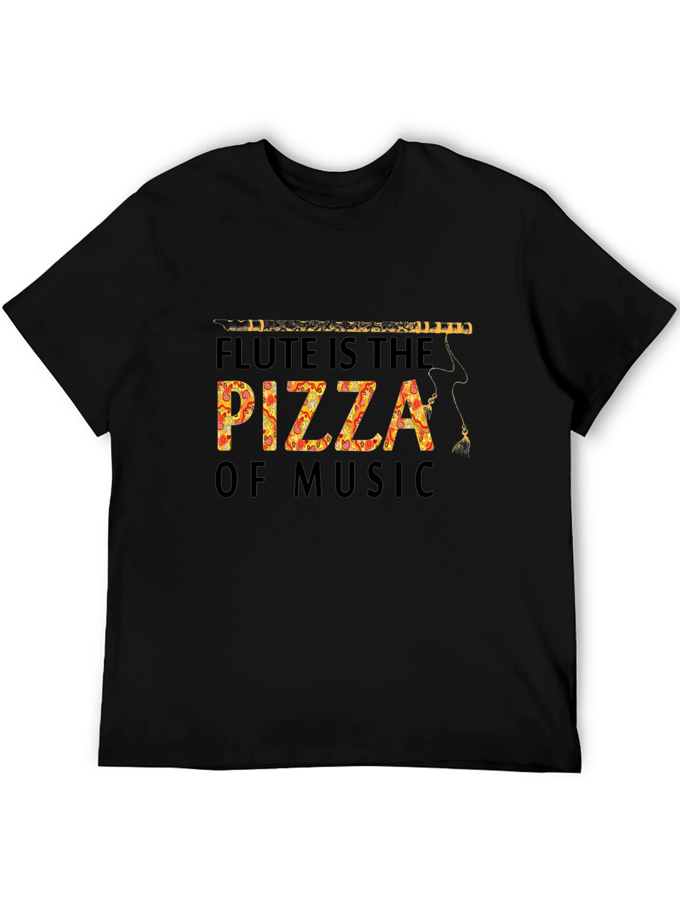 Flute Pizza Music T-Shirt - Funny Foodie Tee