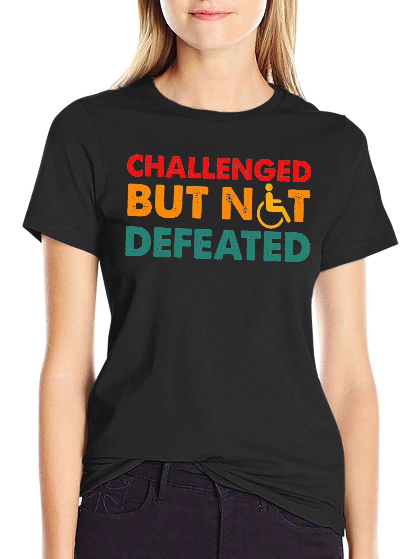 Challenged But Not Defeated T-Shirt Disability Awareness
