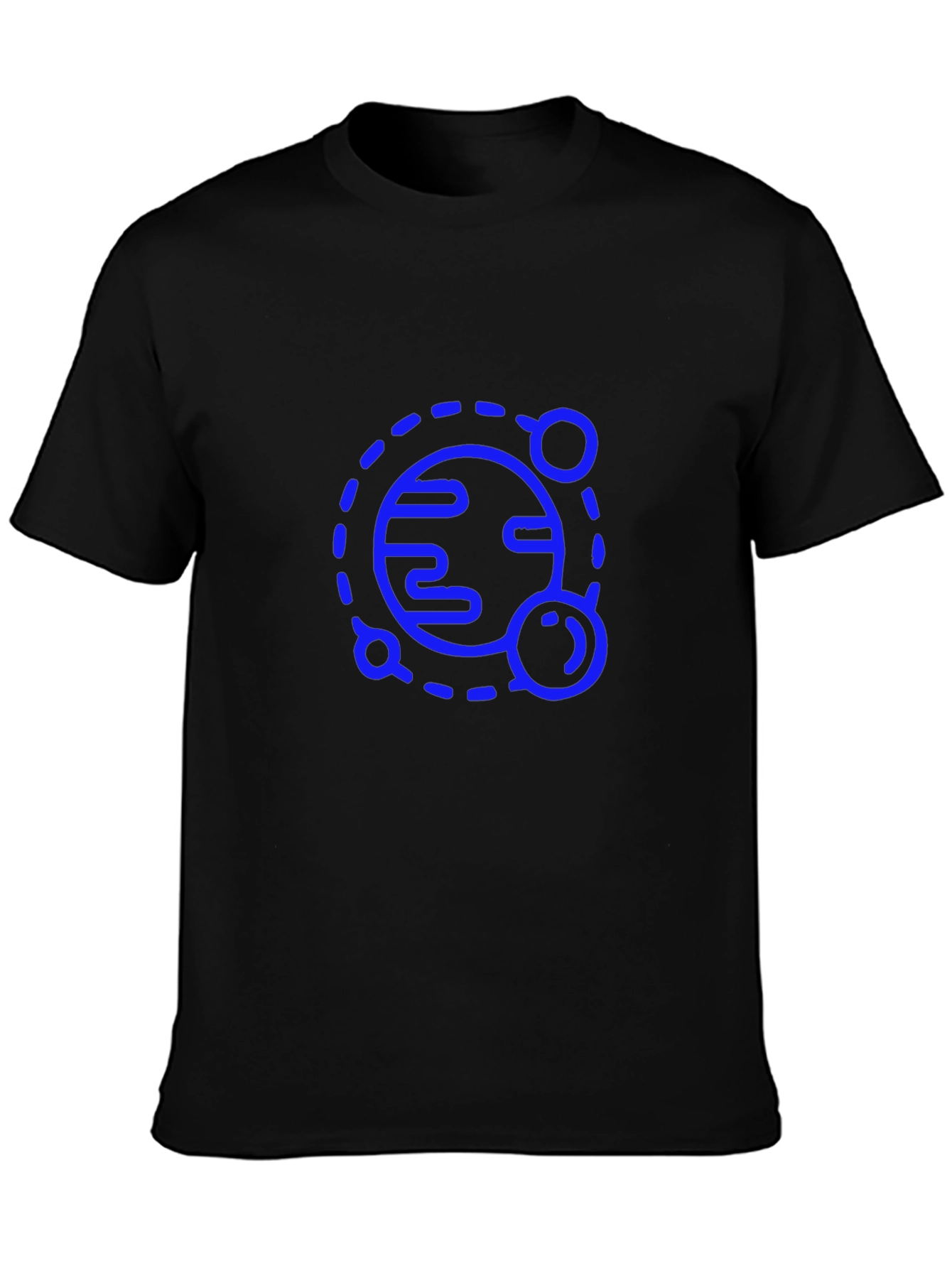 Black T-Shirt with Blue Planet Graphic