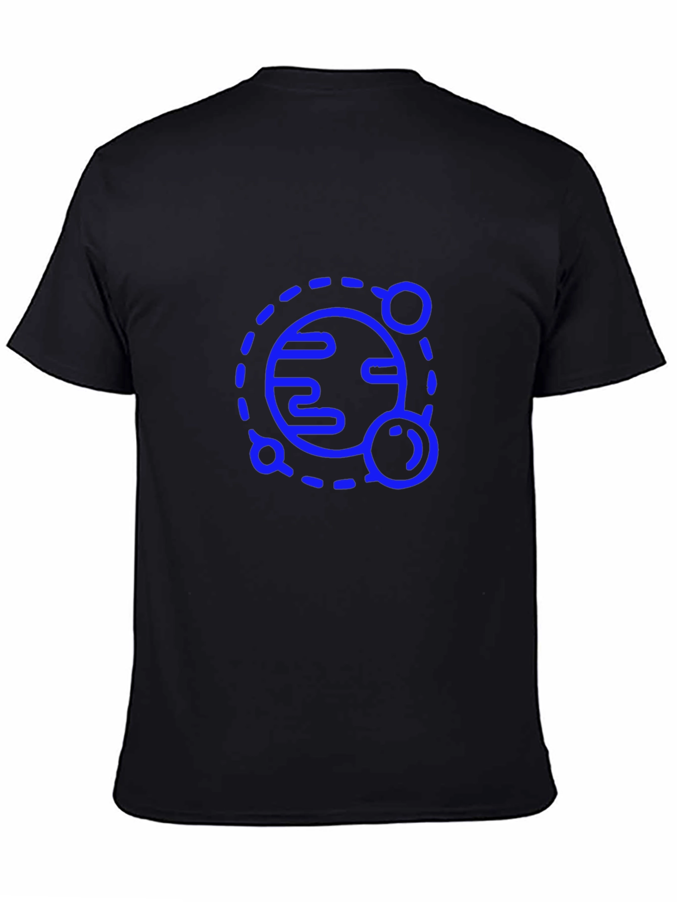 Black T-Shirt with Blue Planet Graphic
